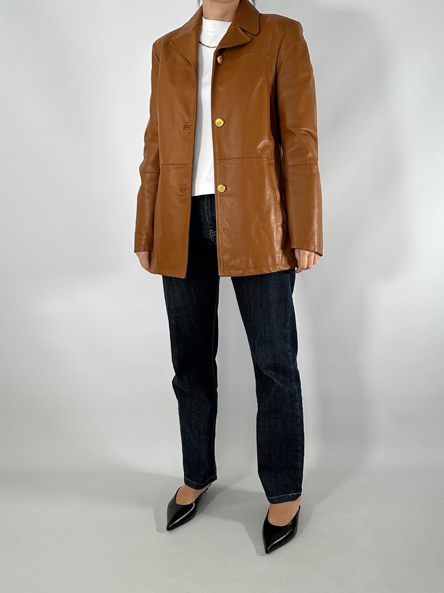 Cognac real leather jacket