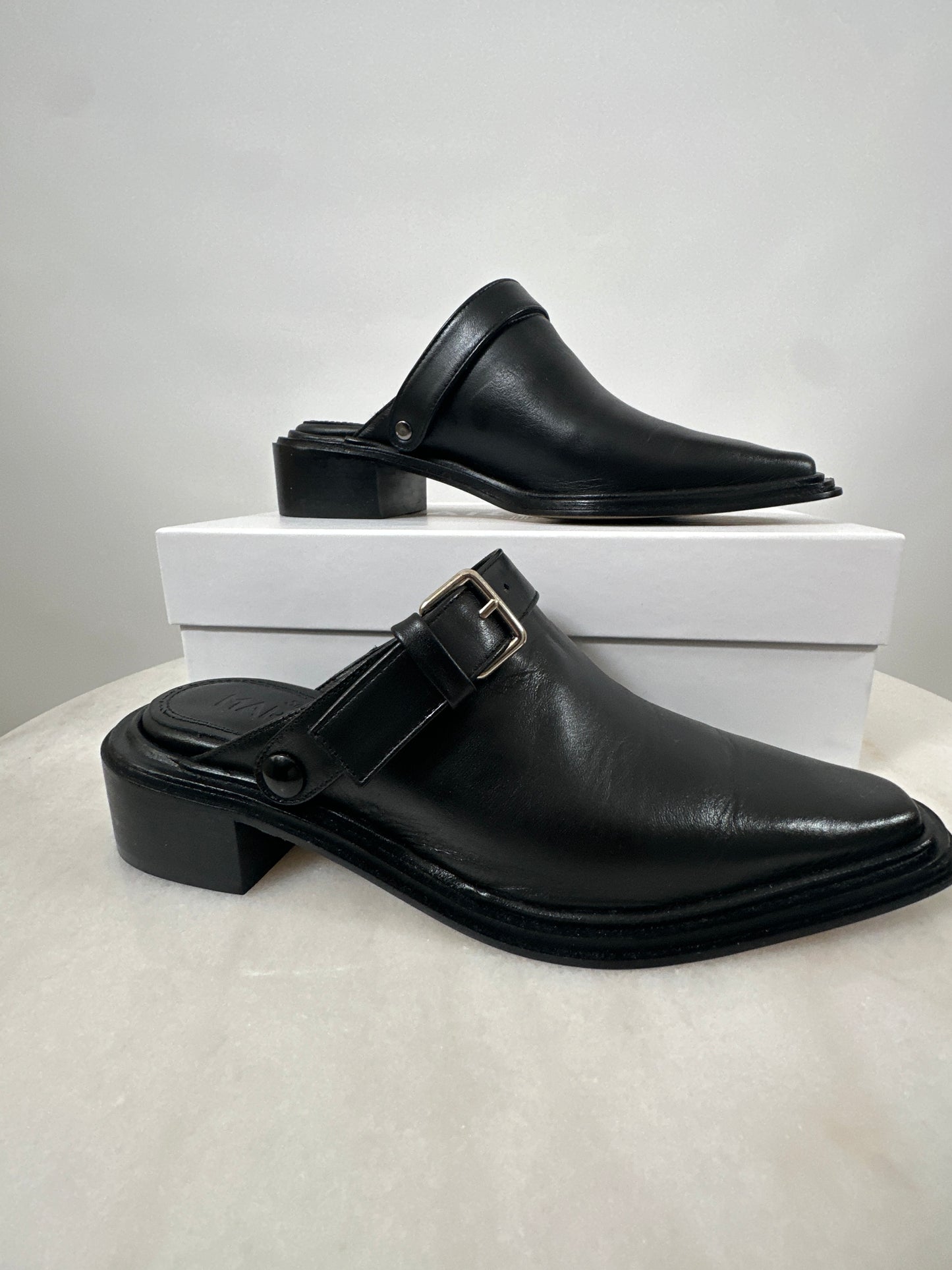 Brand New Leather Mules with Convertible Strap