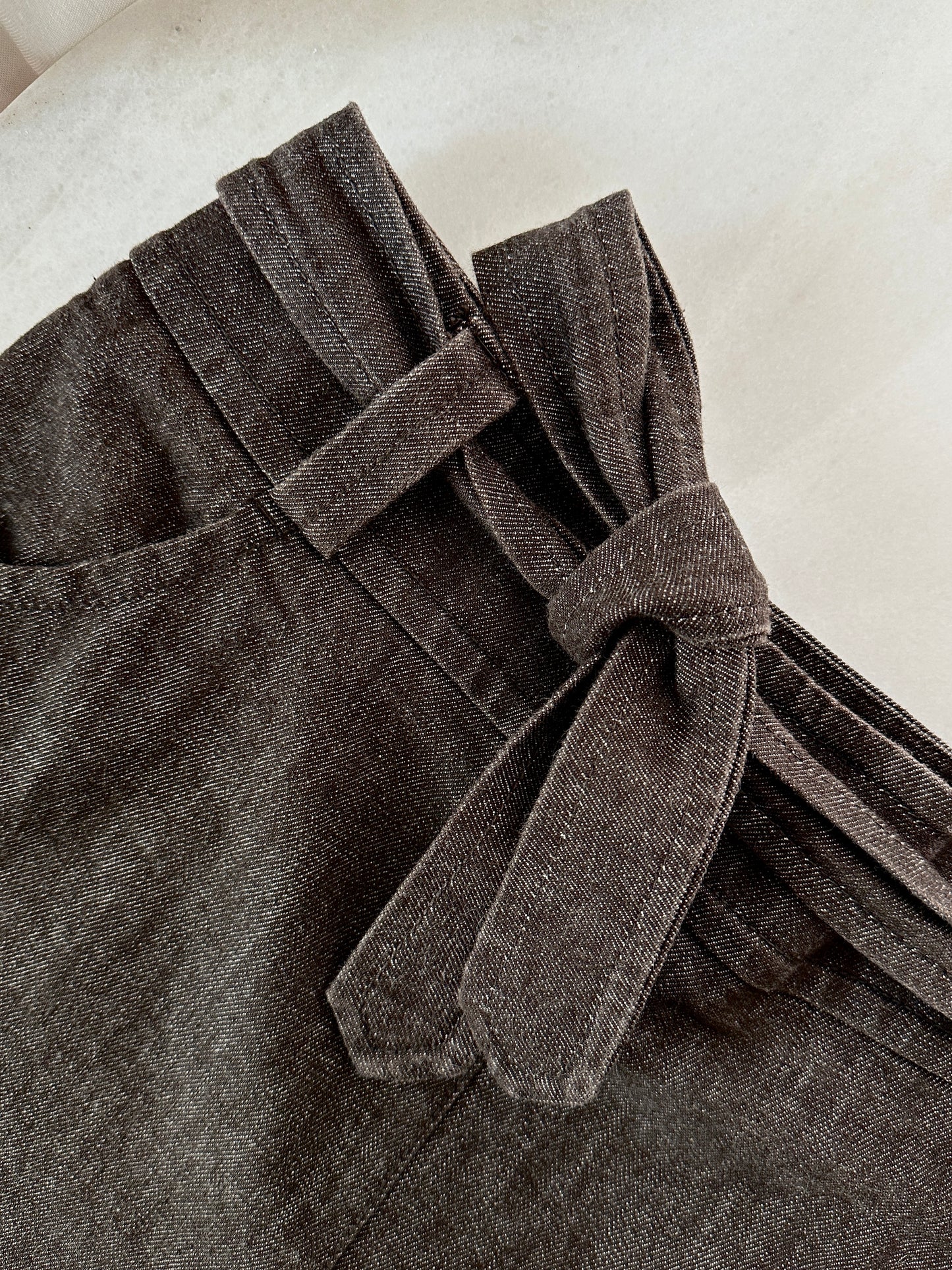 Max Mara chocolate denim wrap skirt