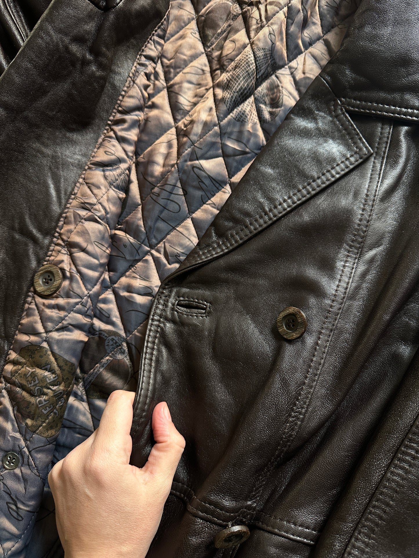 Vintage Soft Leather Double-Breasted Jacket