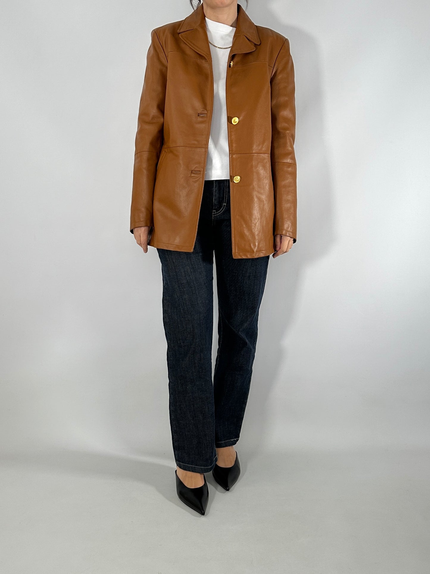 Cognac real leather jacket