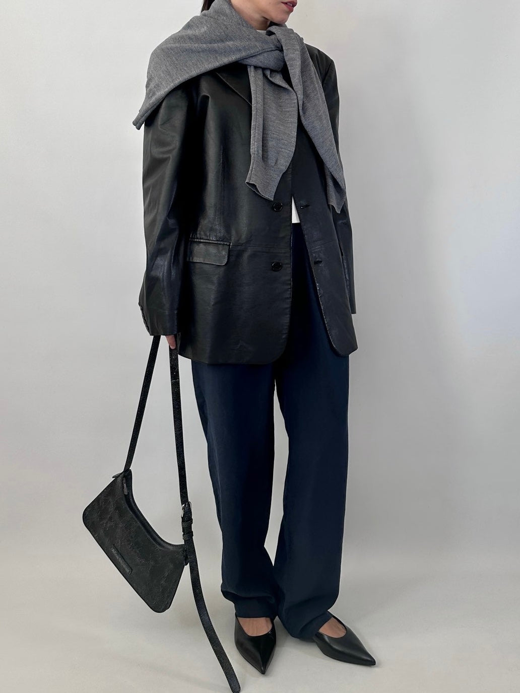 Genuine leather vintage blazer