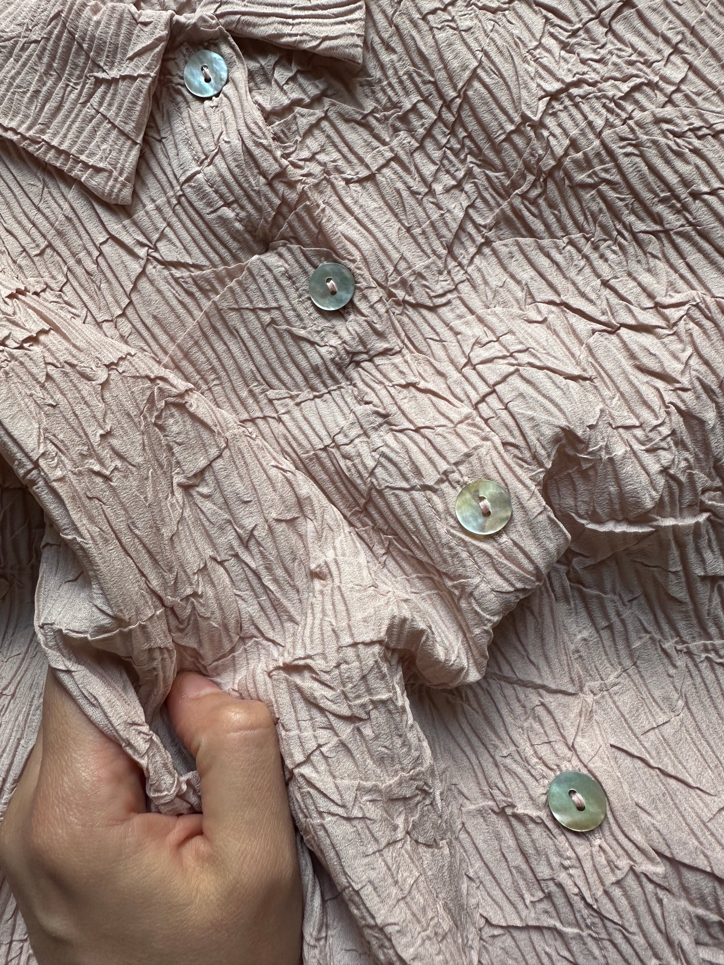 Satin crinkle pink shirt