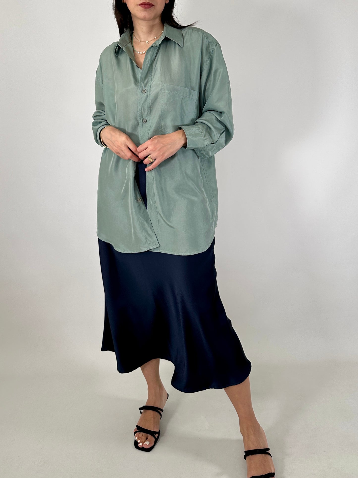 Pure silk aquamarine shirt