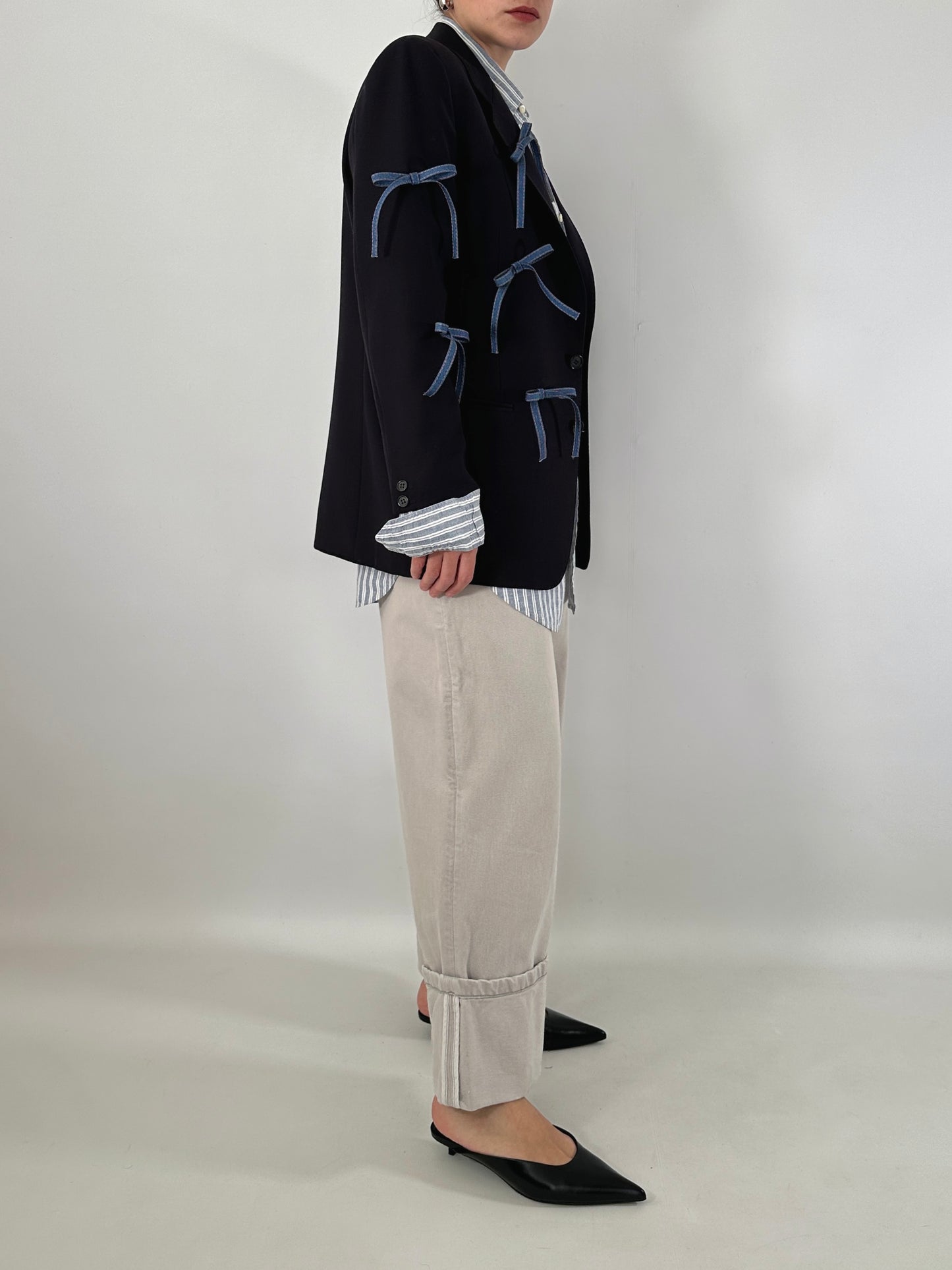 Reworked blue vintage men blazer