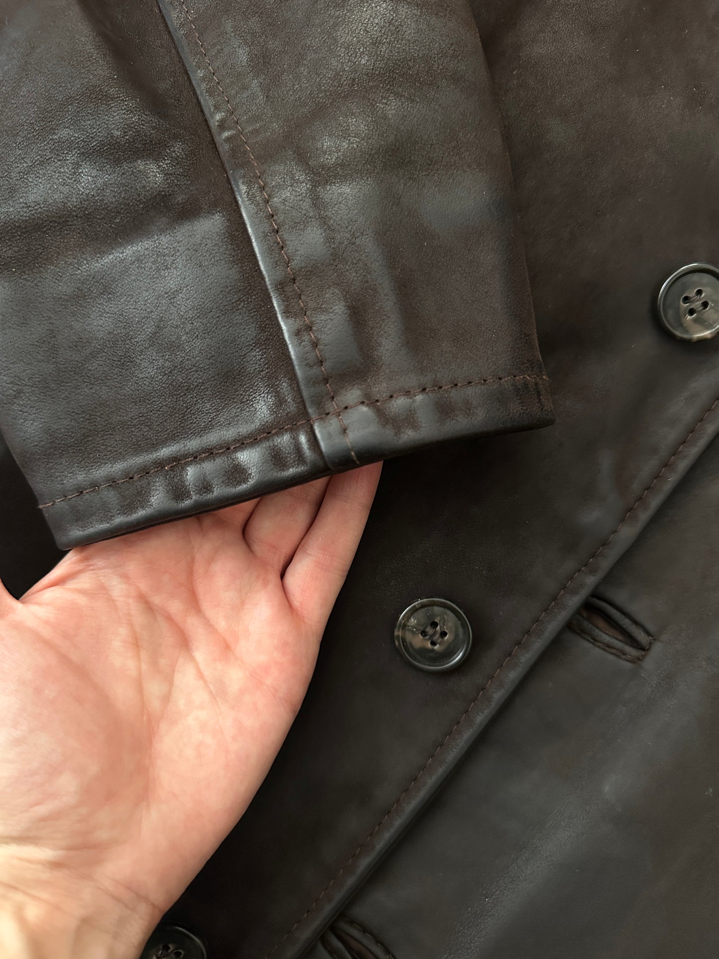 Nubuck leather car coat