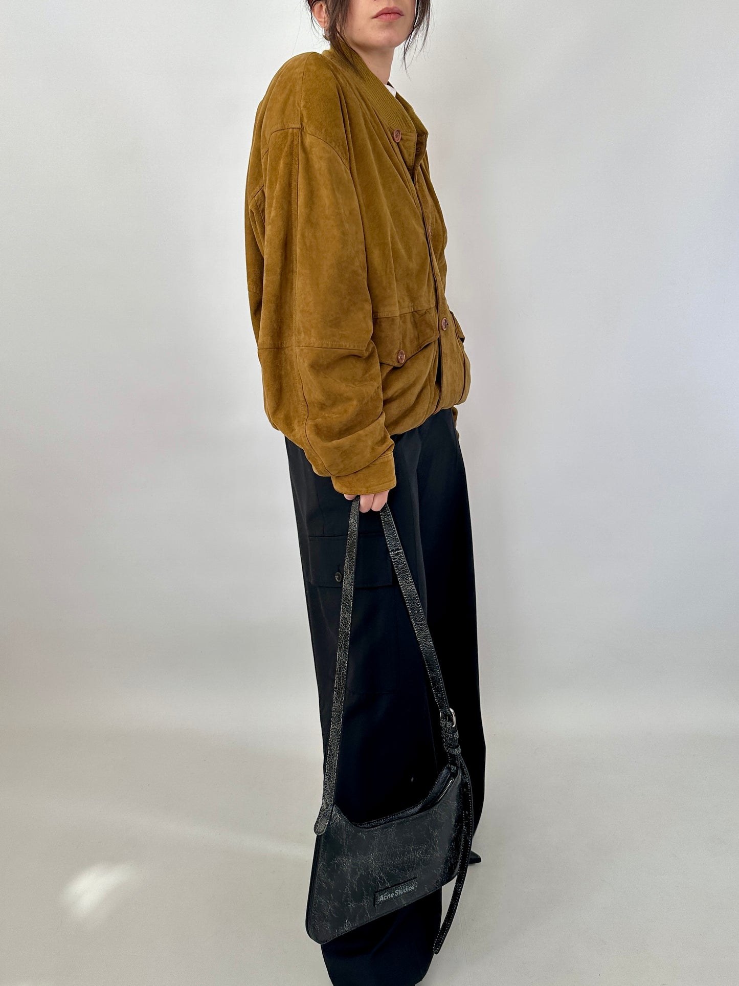 Vintage bomber in real suede