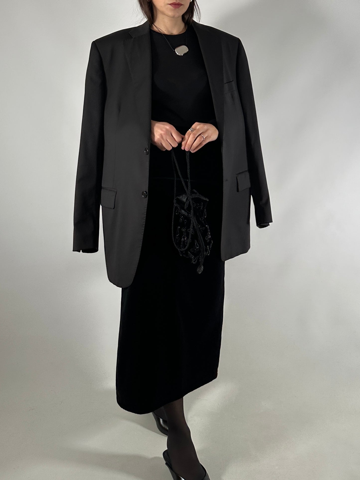 Long Velvet Skirt with Back Slit