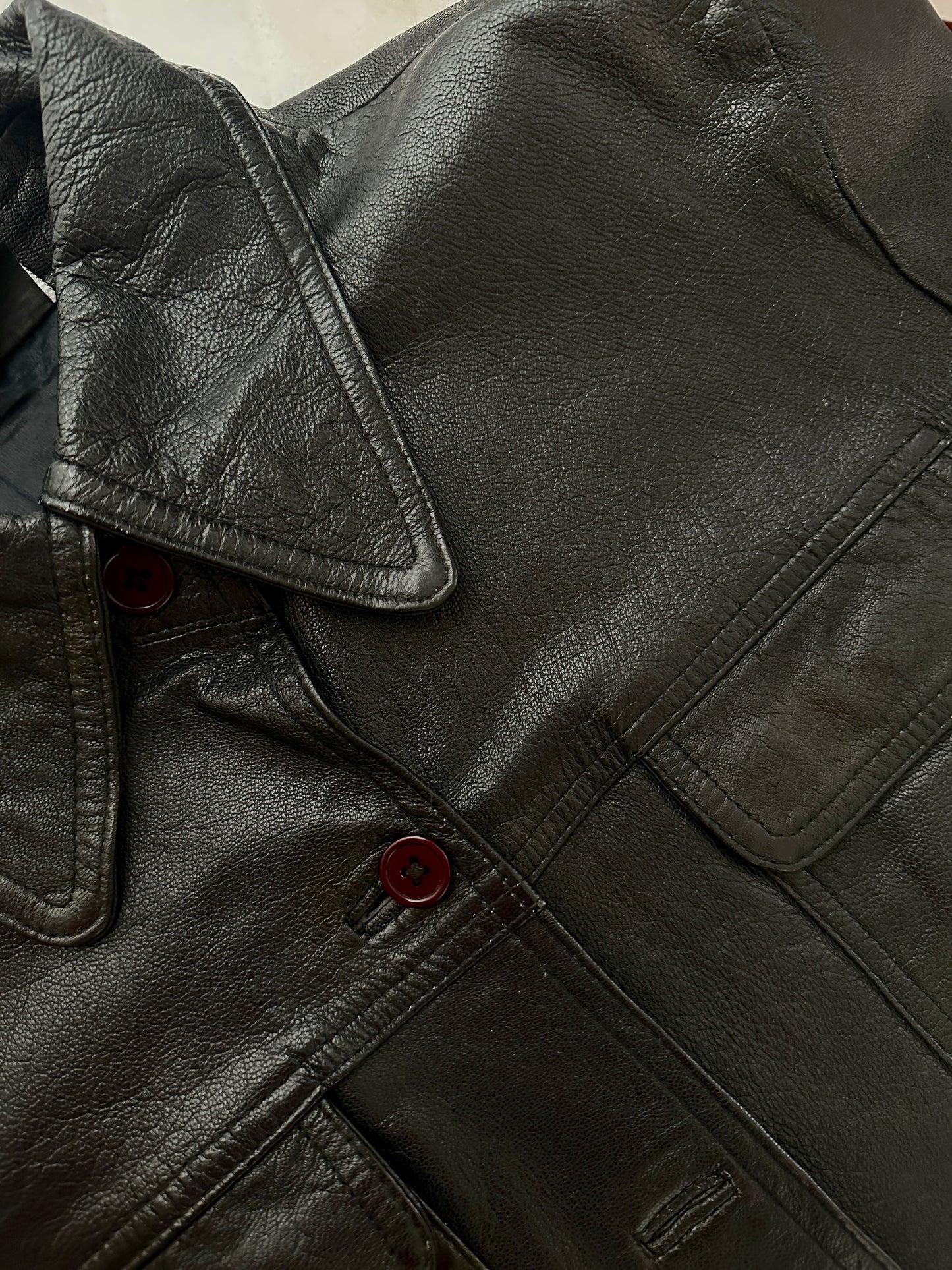 Black leather vintage overshirt