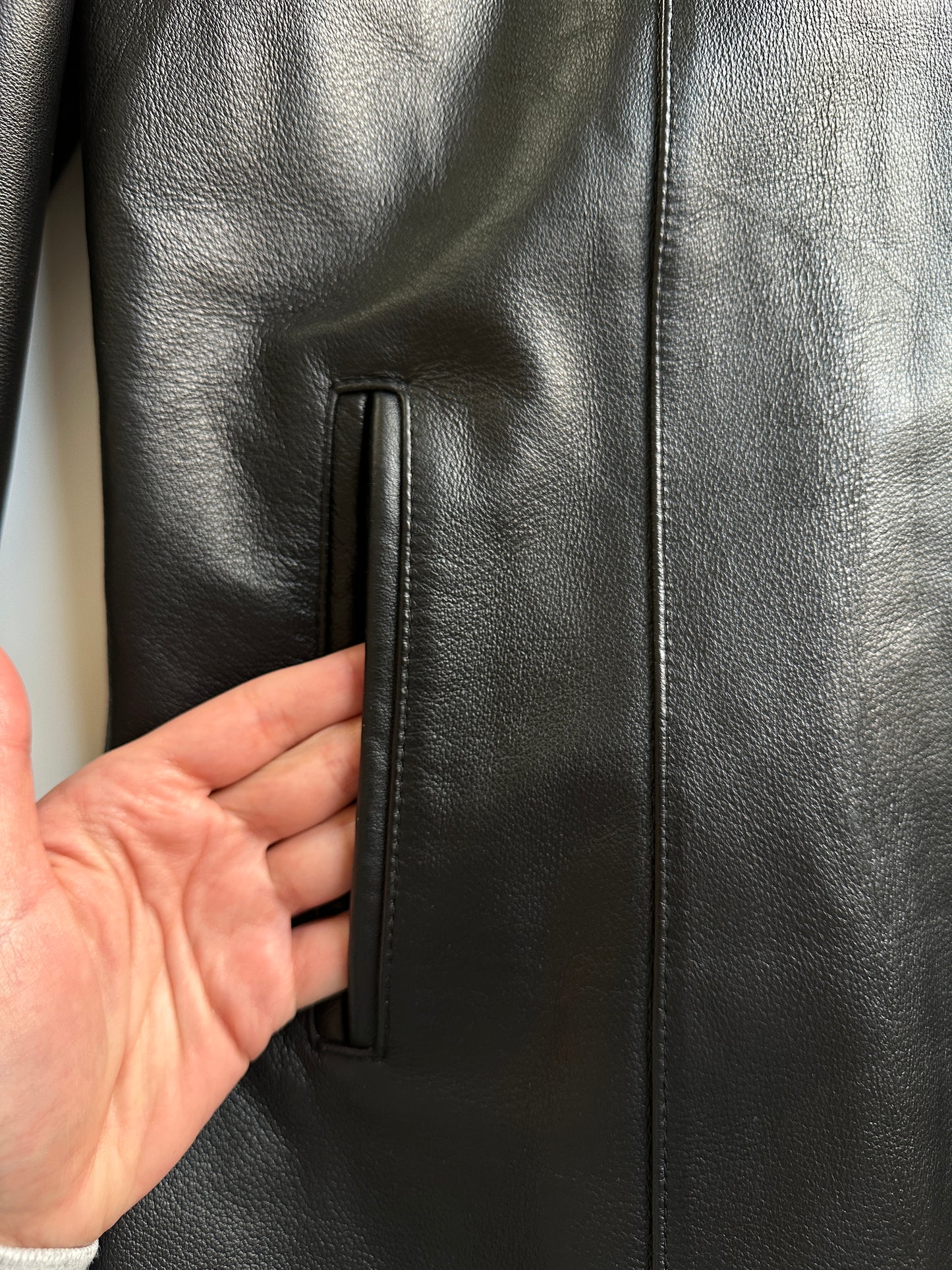Minimal Black Leather Zip Jacket