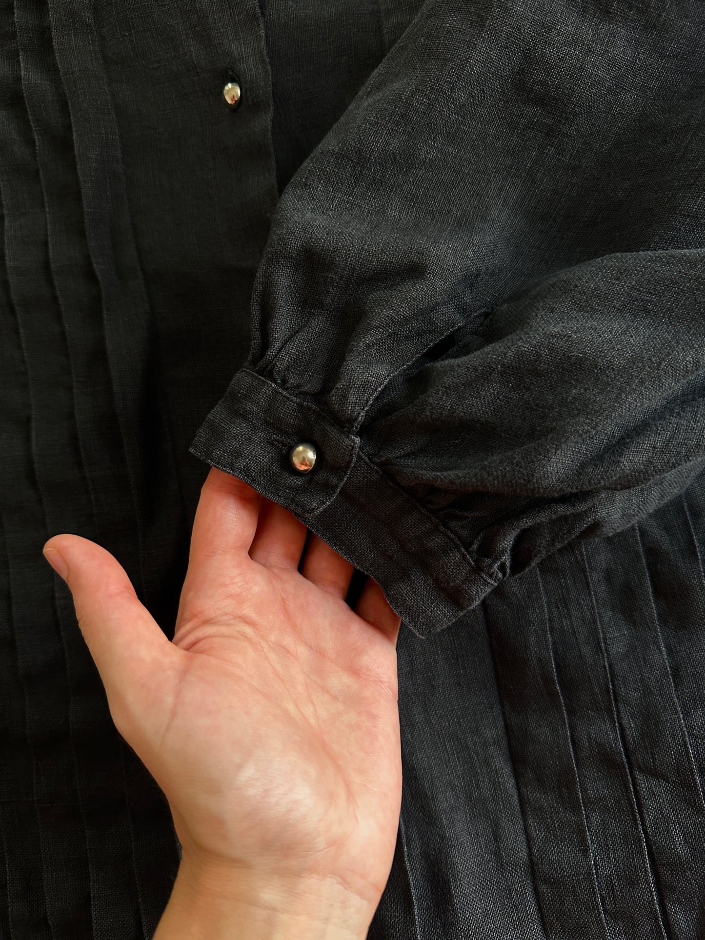 Vintage Linen Pleated Blouse