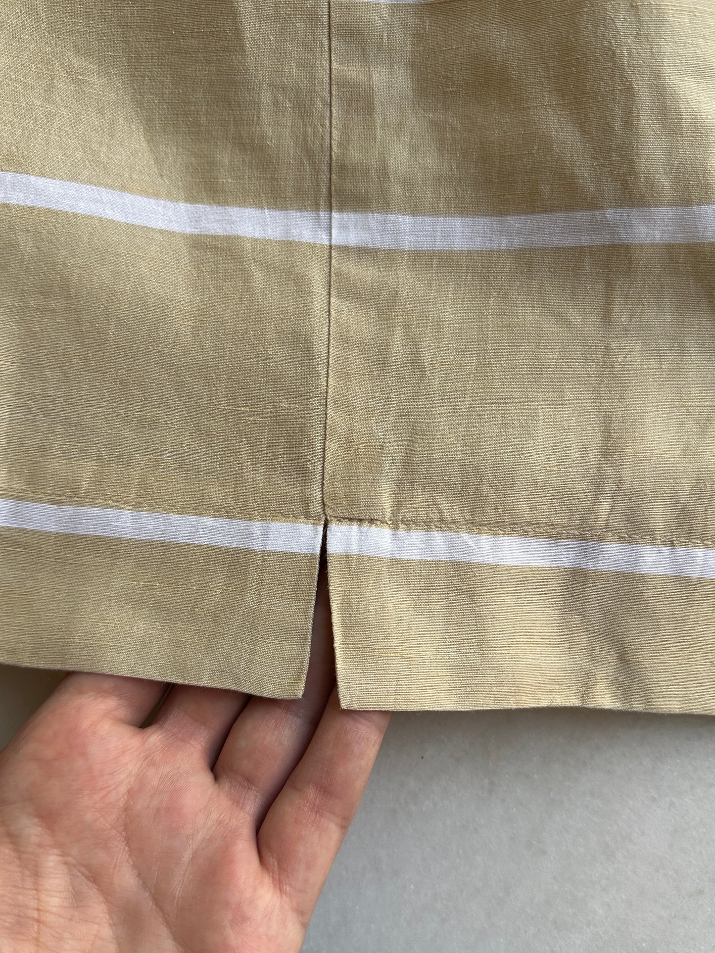 Striped linen blend crop shirt