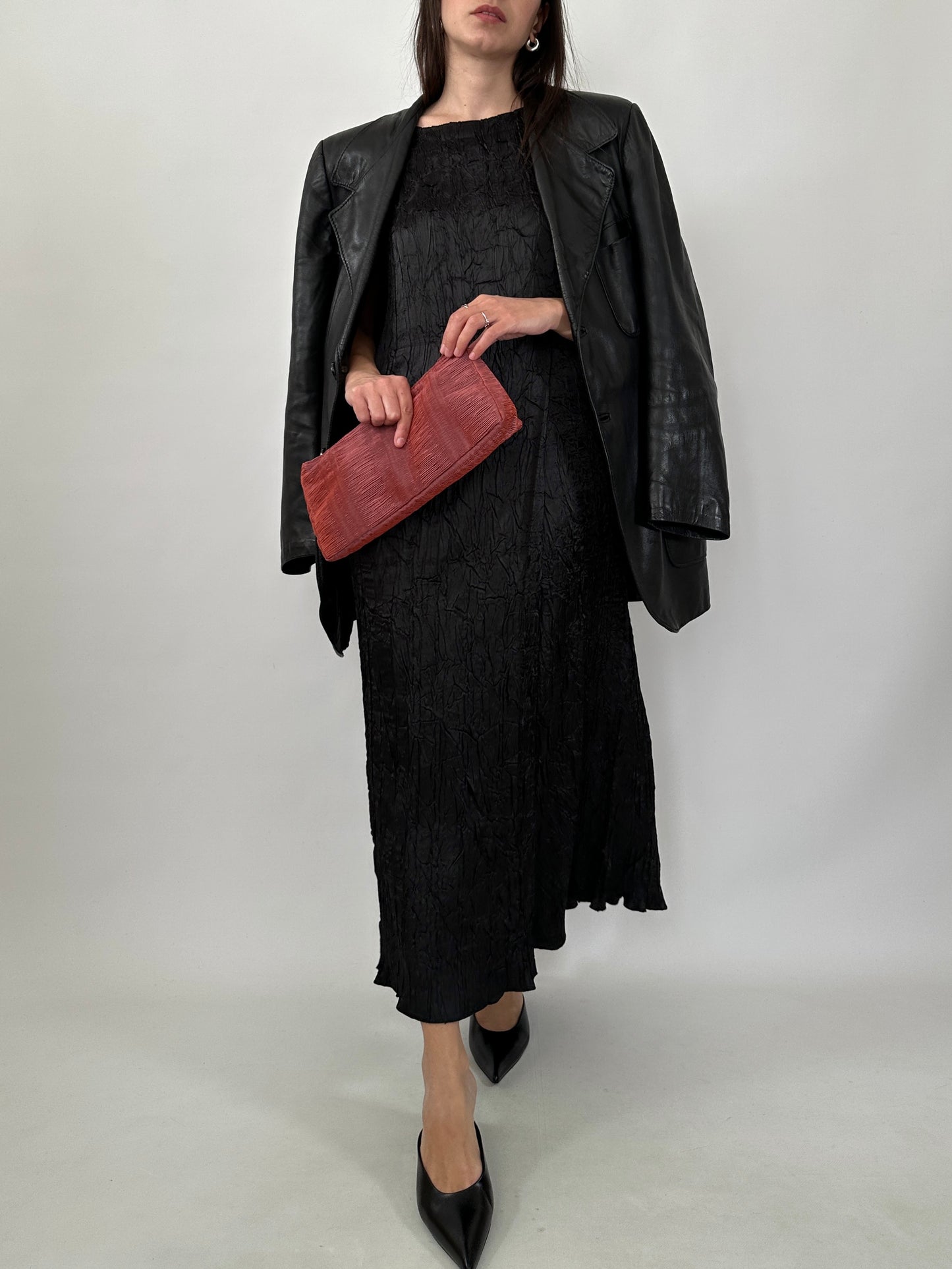 Minimal Leather Long Blazer