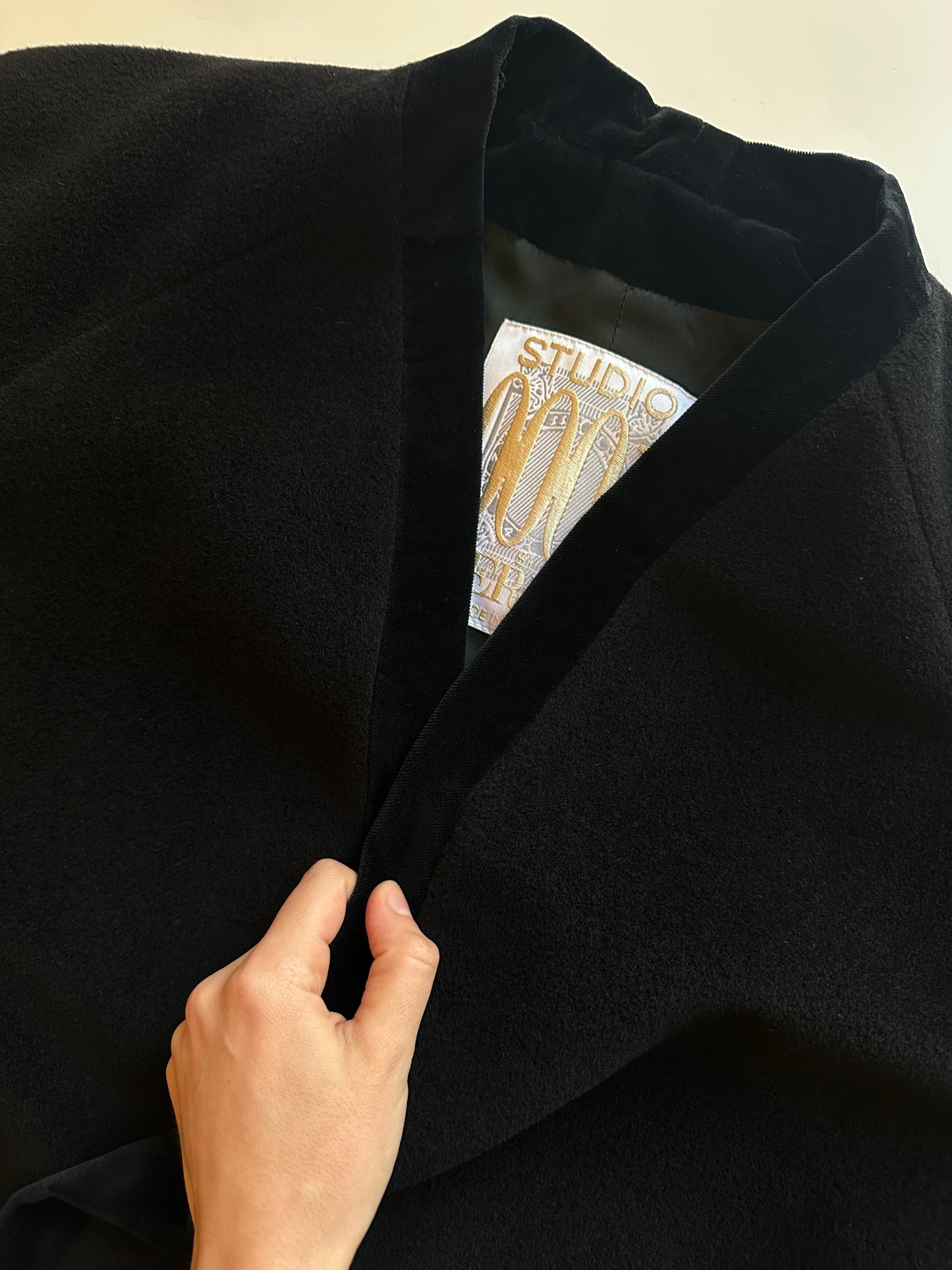 Vintage Ferré Wrap-Style Black Coat