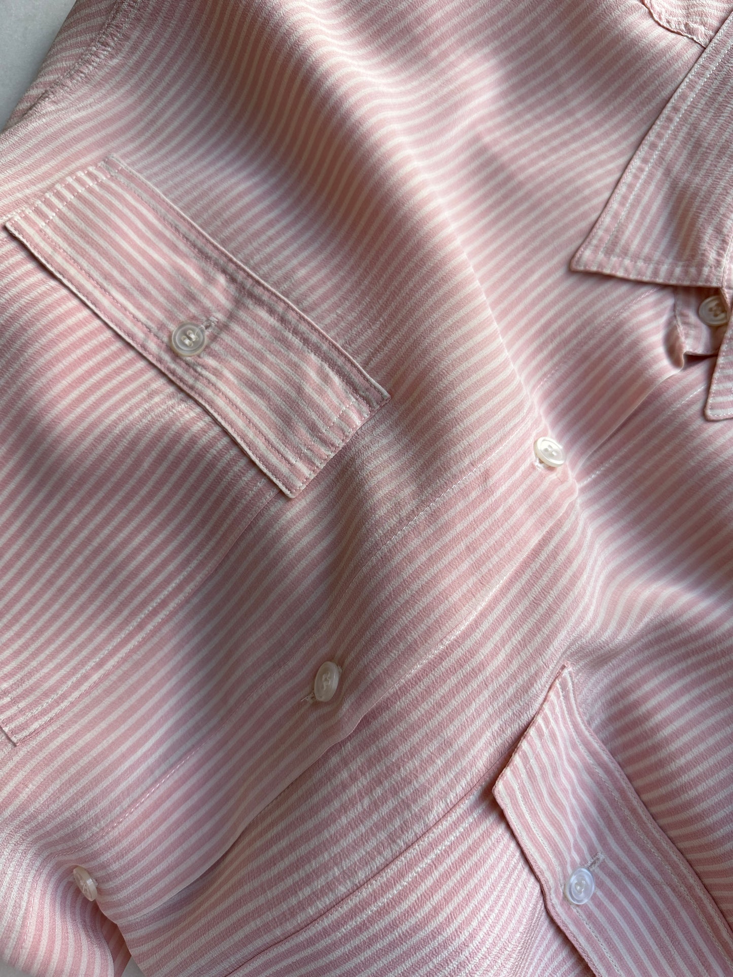 Pure silk striped pink shirt