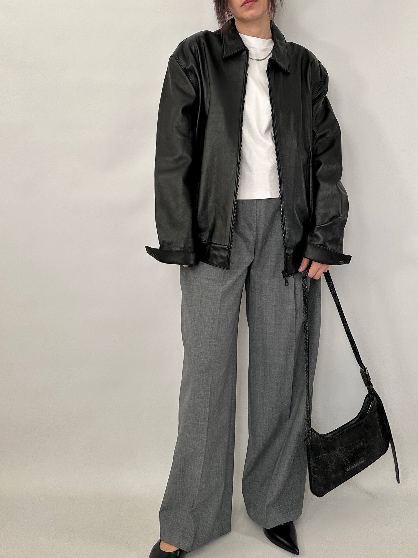 Vintage bomber in genuine leather
