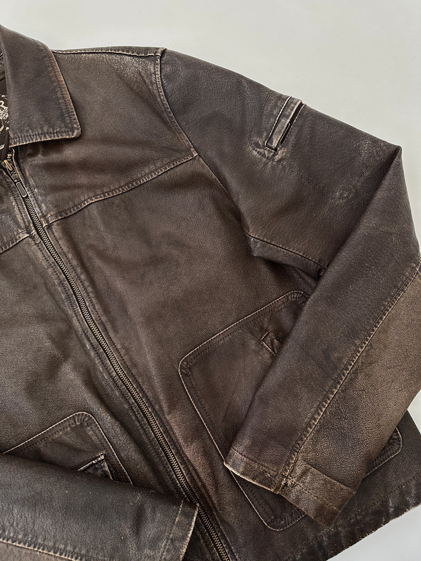 Genuine leather distressed jacket