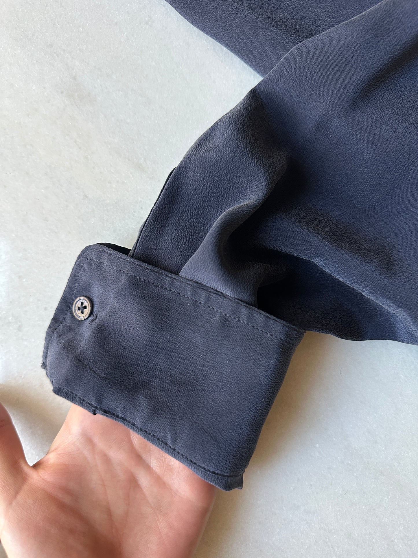 Essential washed silk blue shirt