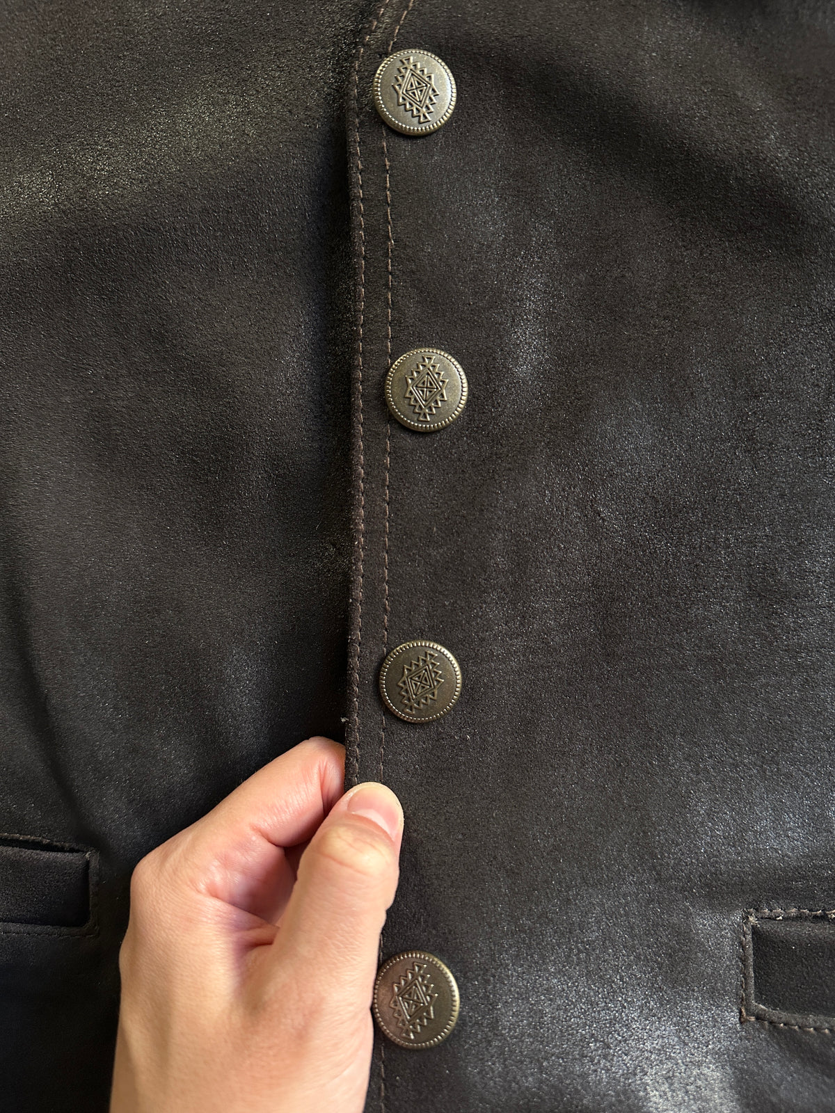 Dark Brown Crackled Leather Vest