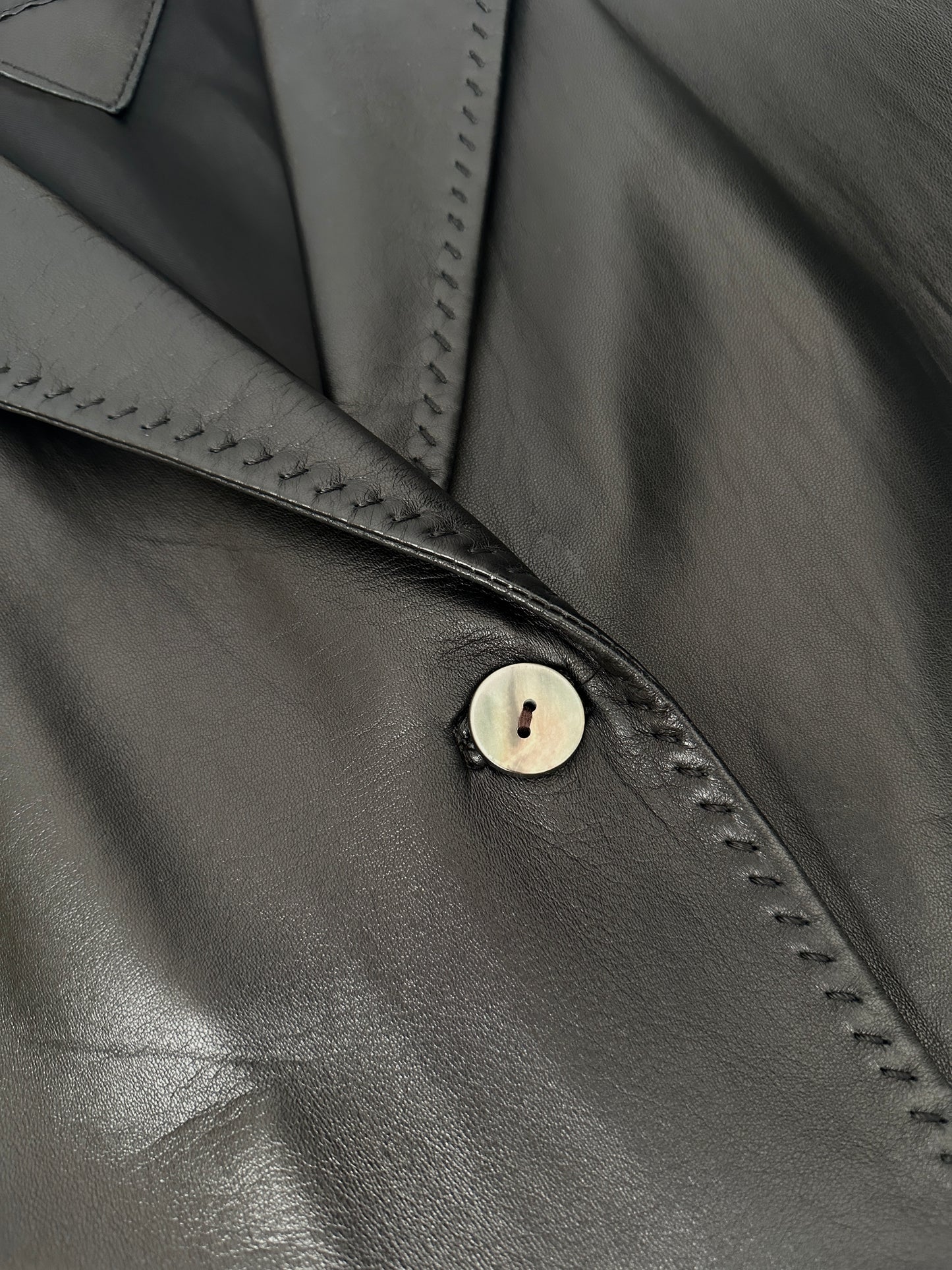 Nappa Leather Blazer with Stitch Detailing