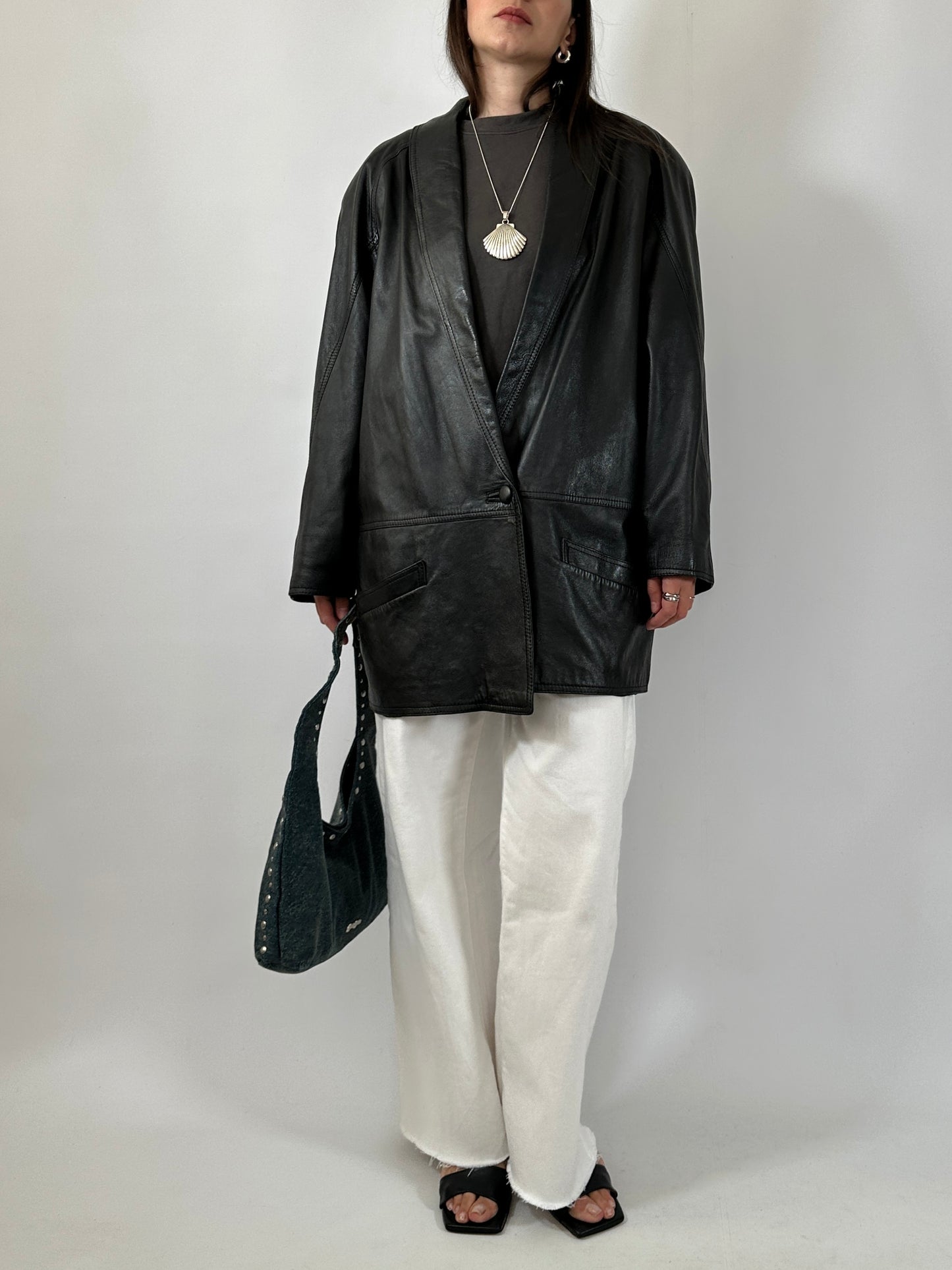 Vintage Shawl Collar Soft Leather Blazer