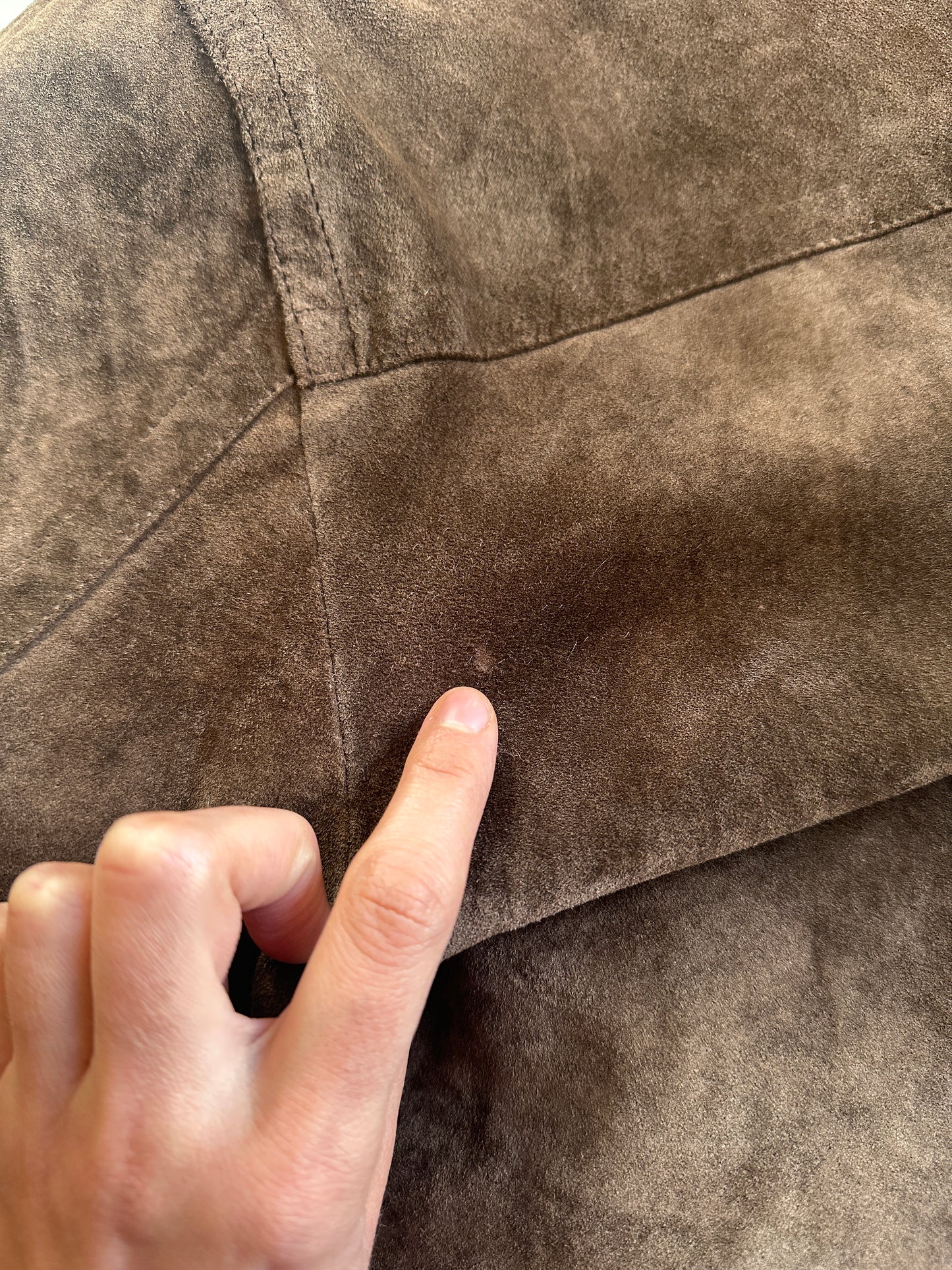 British-style suede jacket with corduroy collar