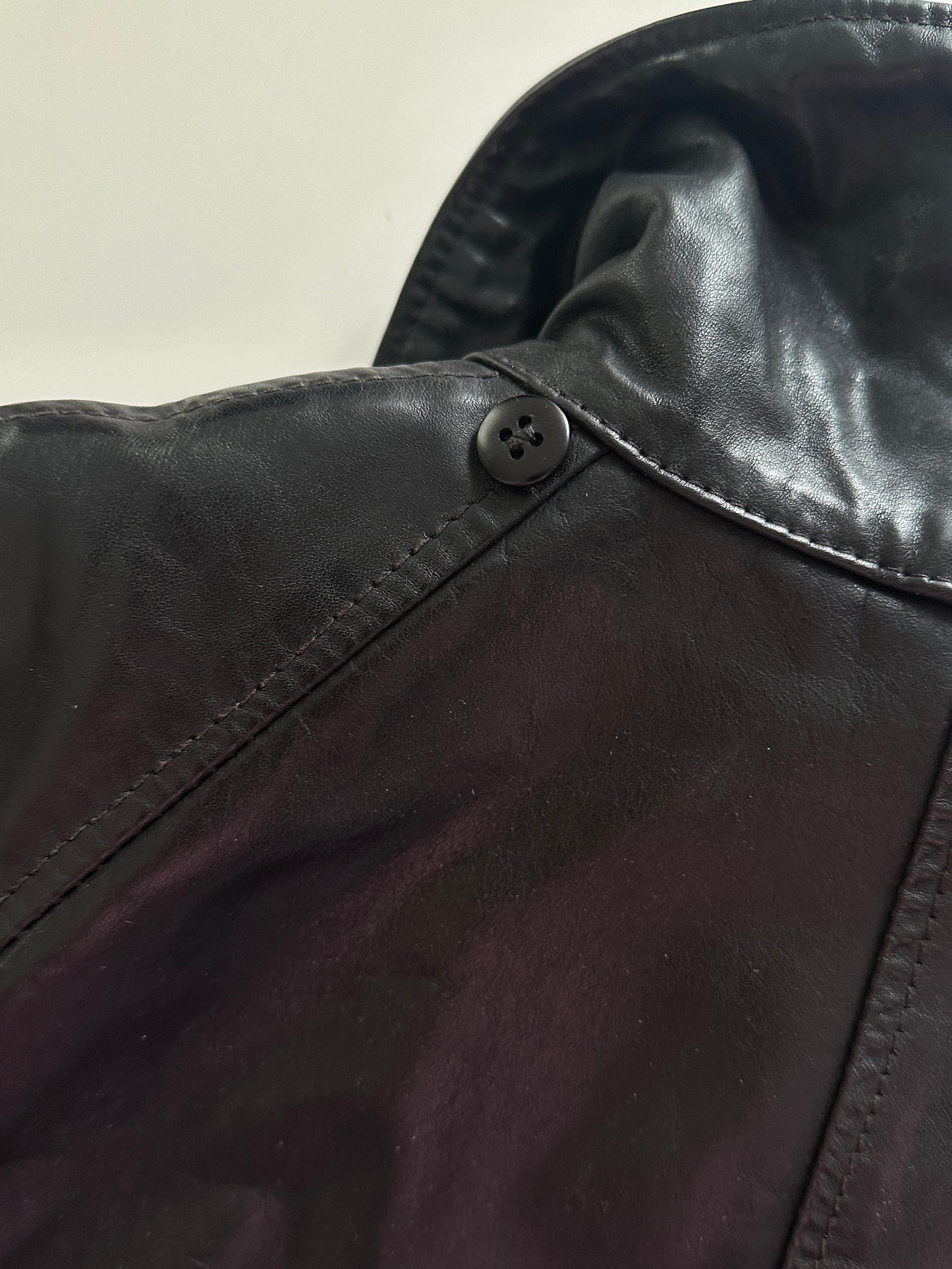 Hook Closure Leather Jacket