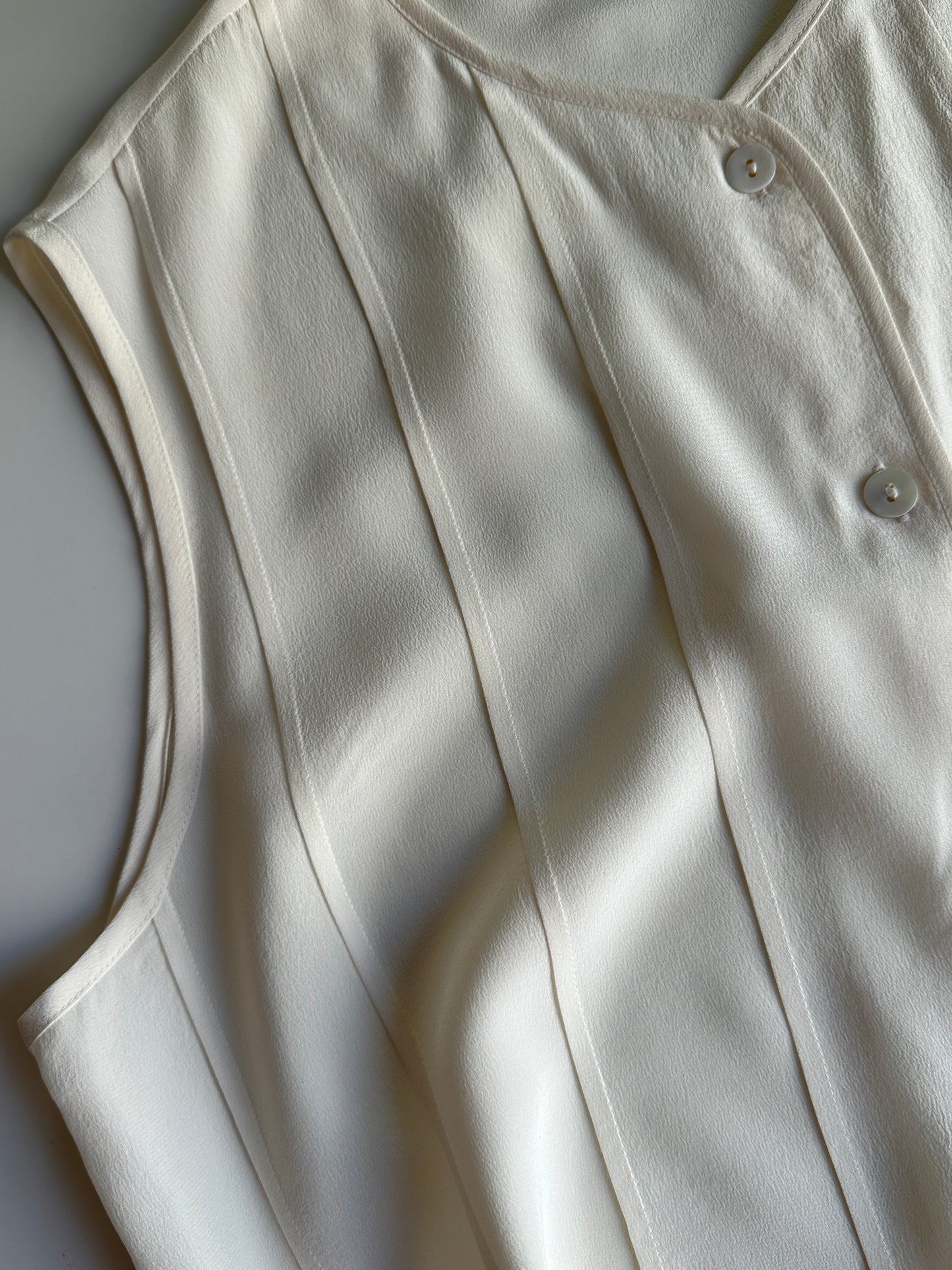 Vintage Pleated Silk Shell Top