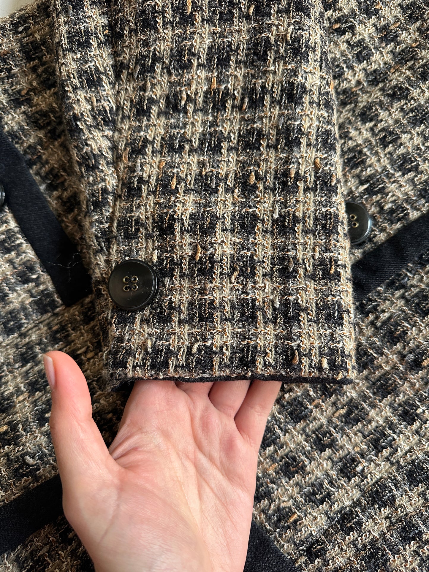 Vintage Collarless Tweed Jacket