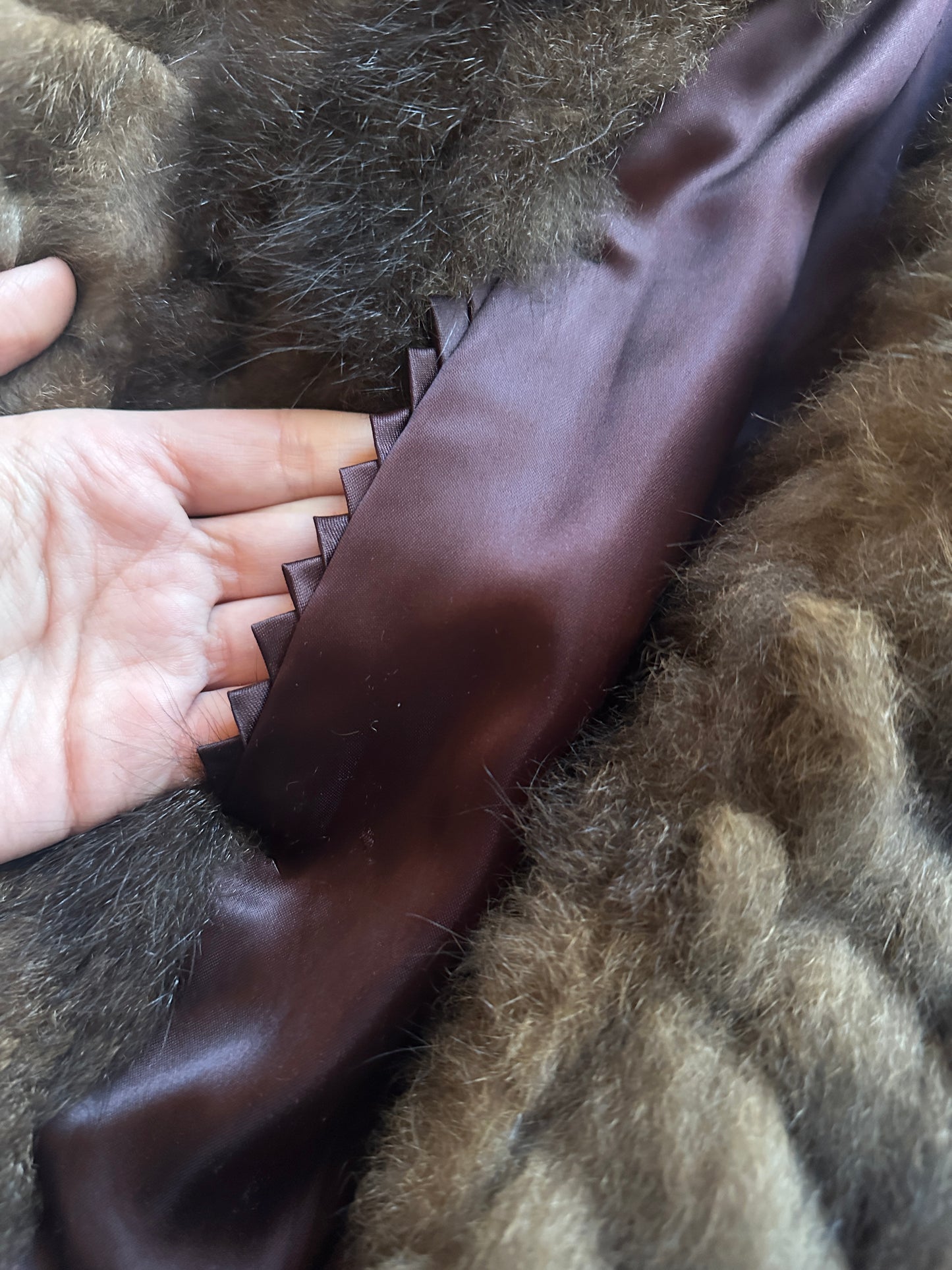 Vintage Chevron Fur Coat