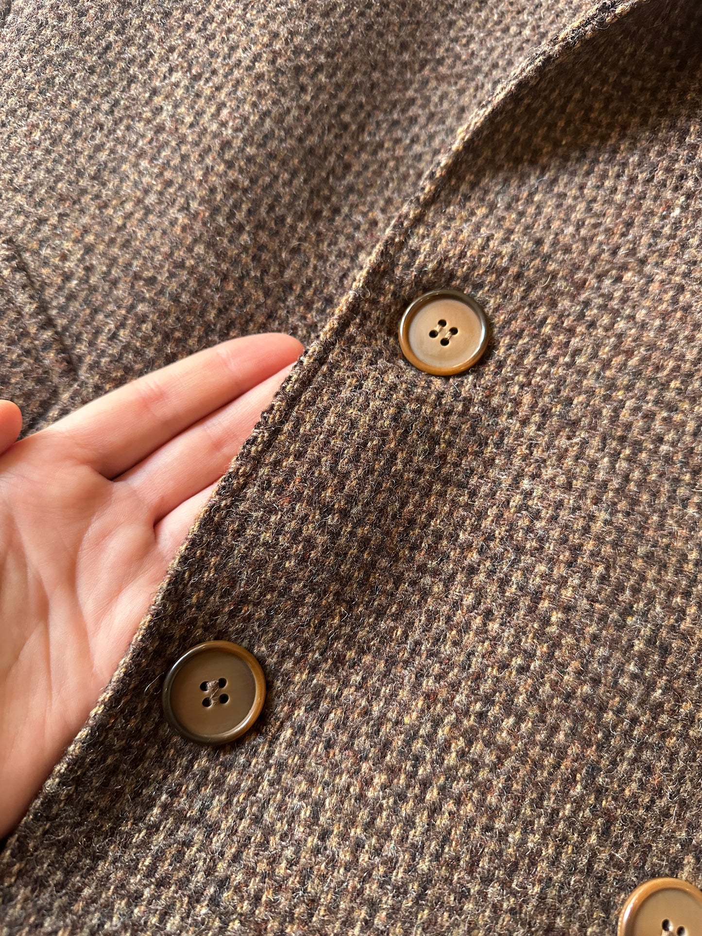 Brown tweed double-breasted coat