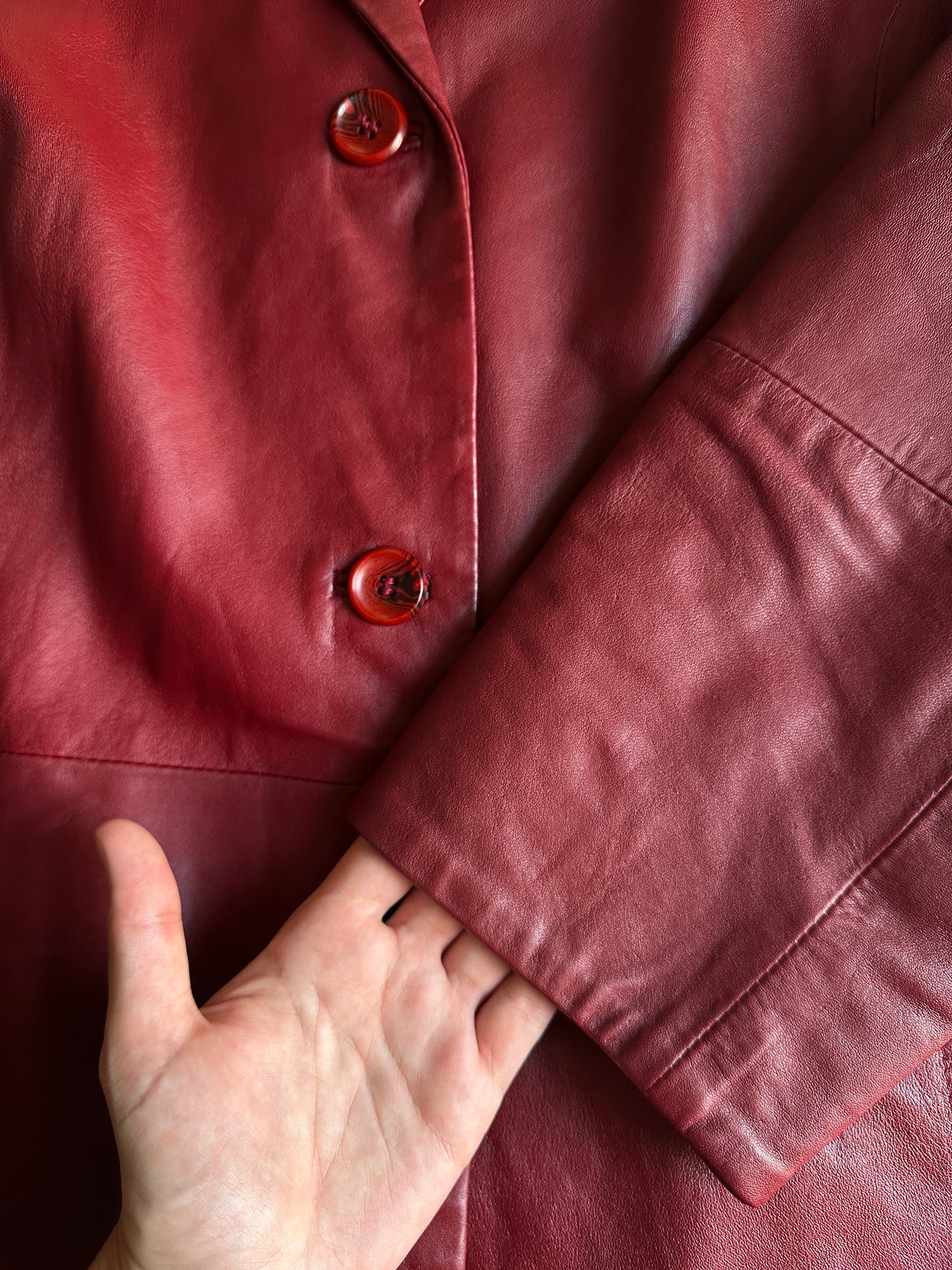 Vintage Burgundy Leather Blazer