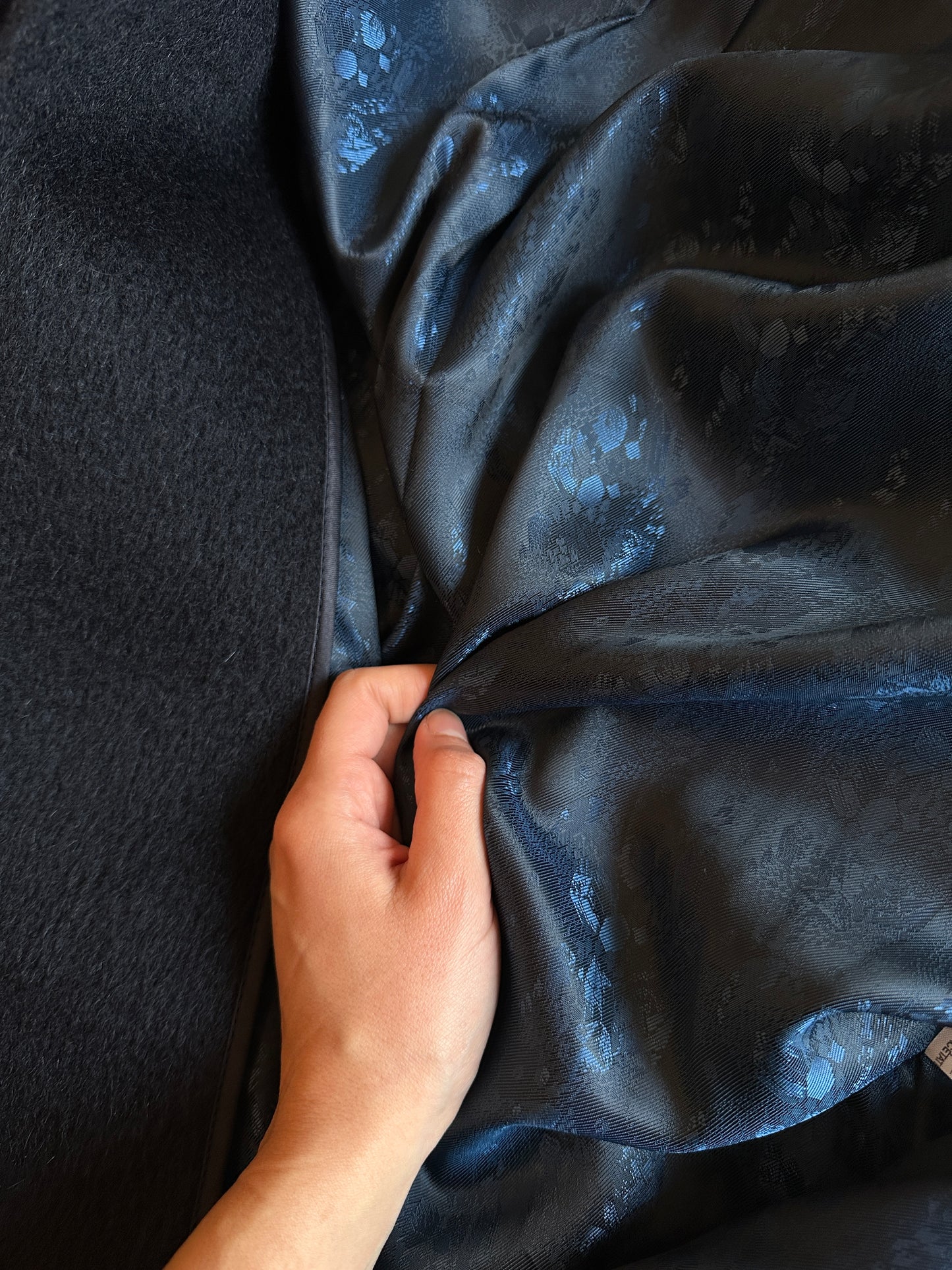 Long Blue Lama and Wool Coat