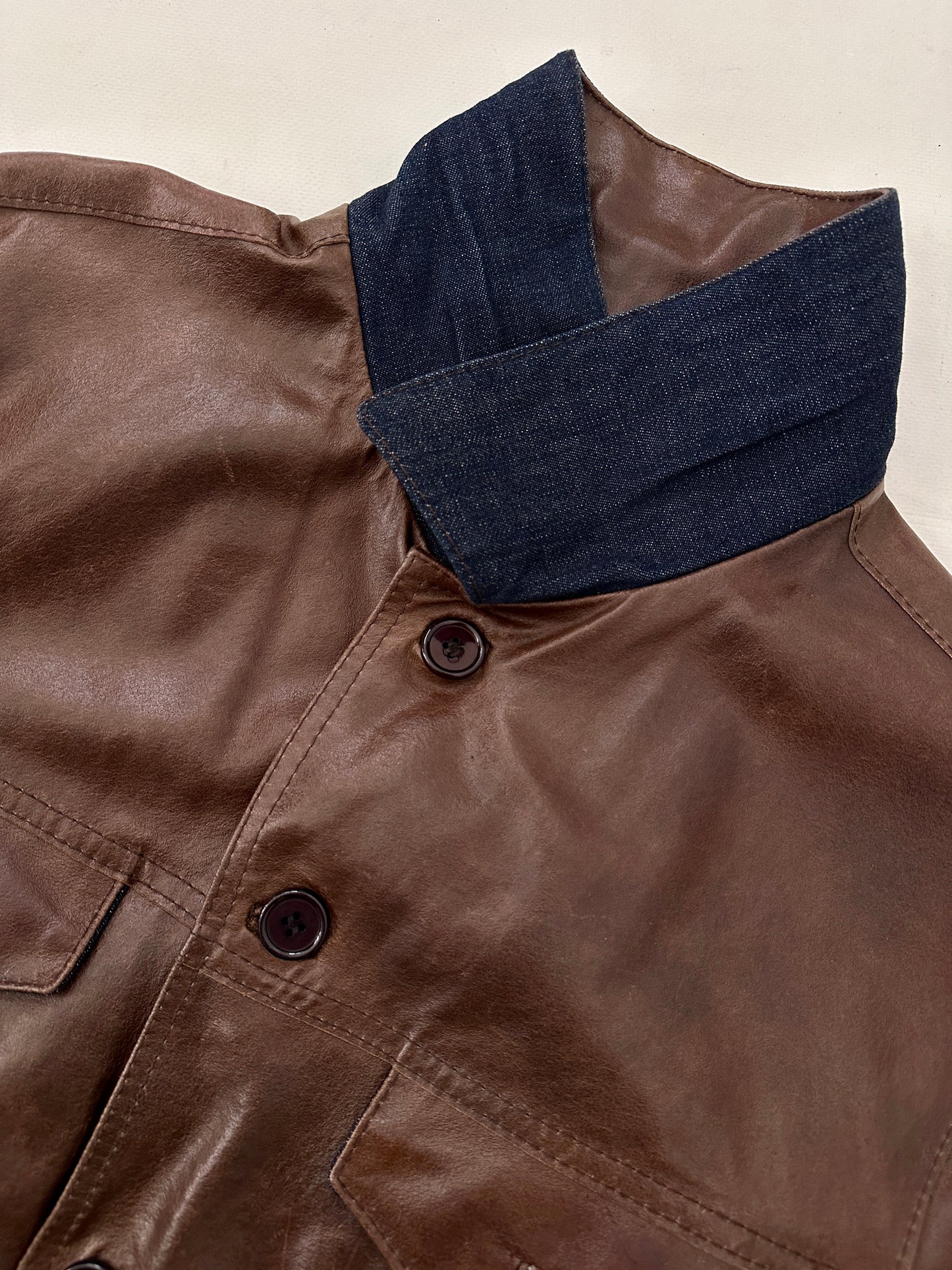 Leather and denim vintage jacket