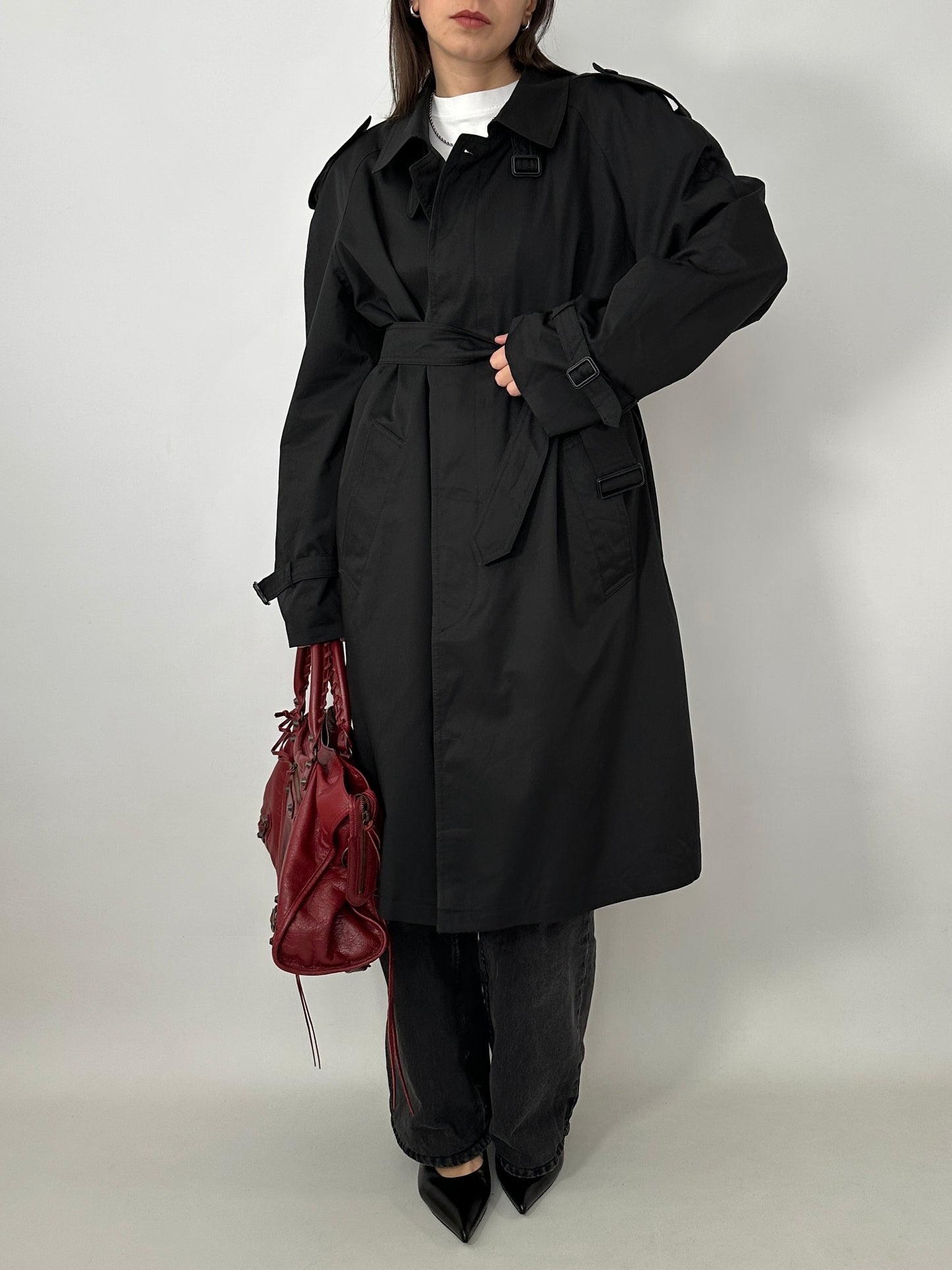Black vintage trench coat