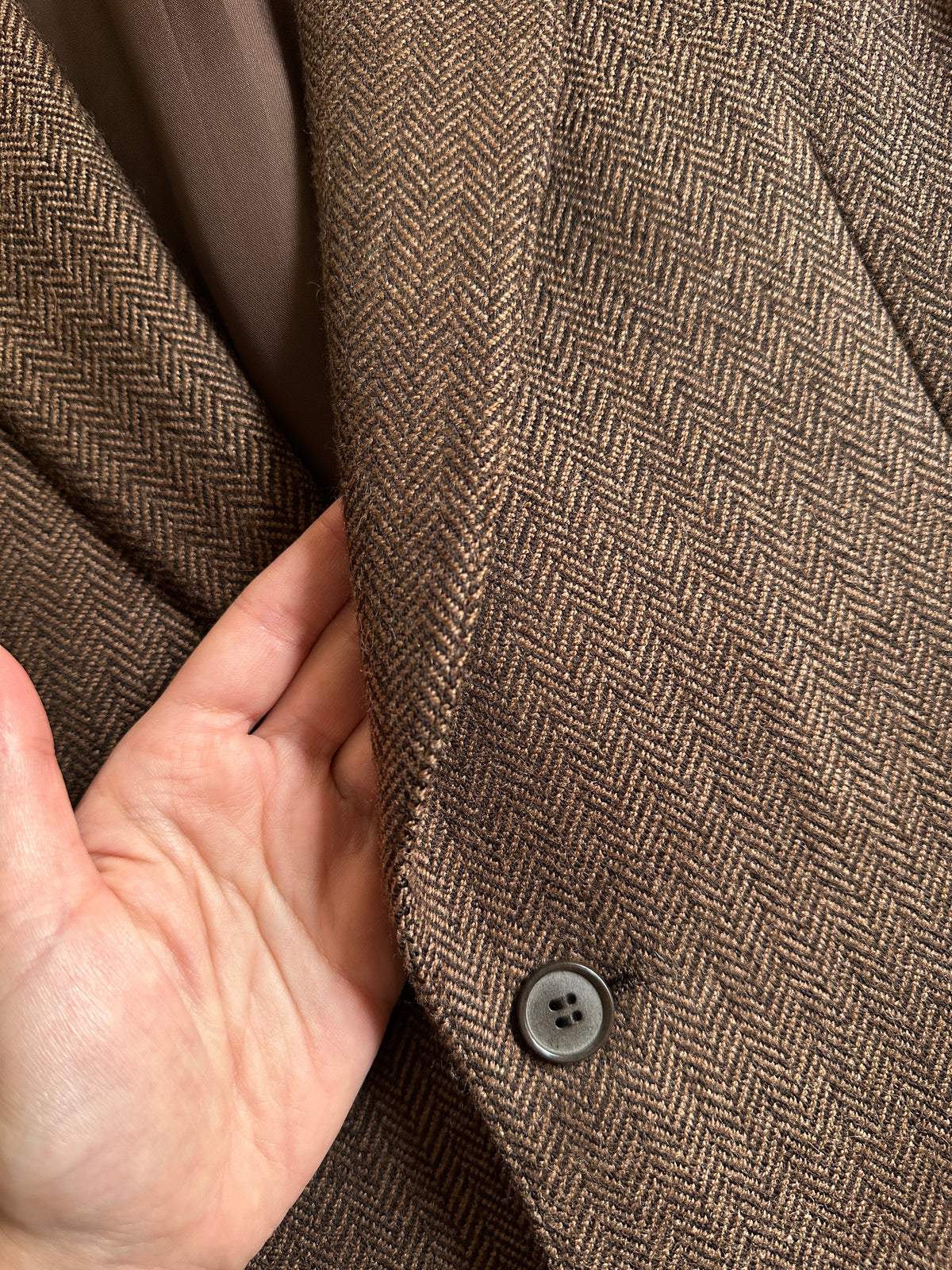 Brown Herringbone Alpaca Blazer