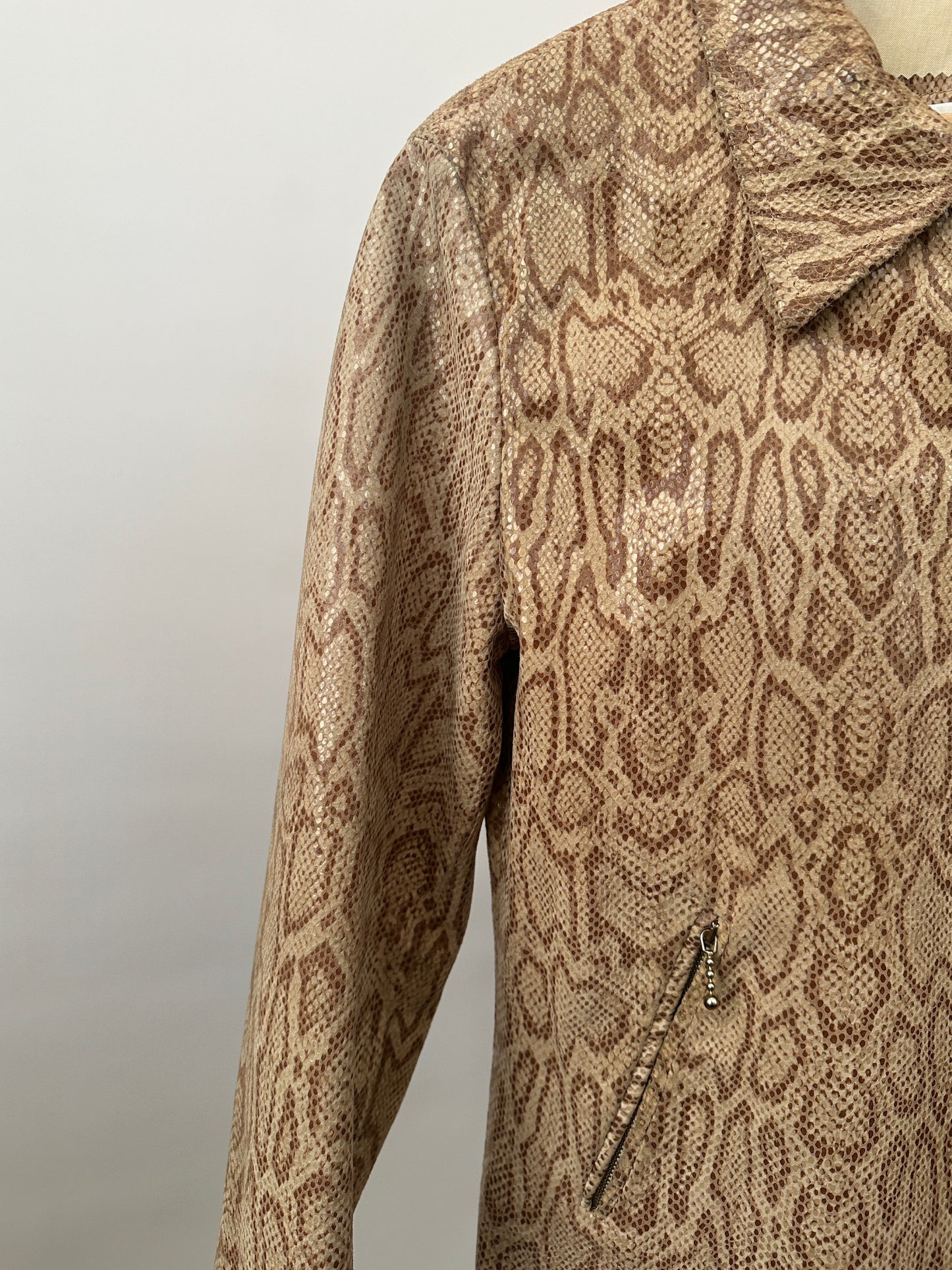 Vintage Snake Print Leather Jacket