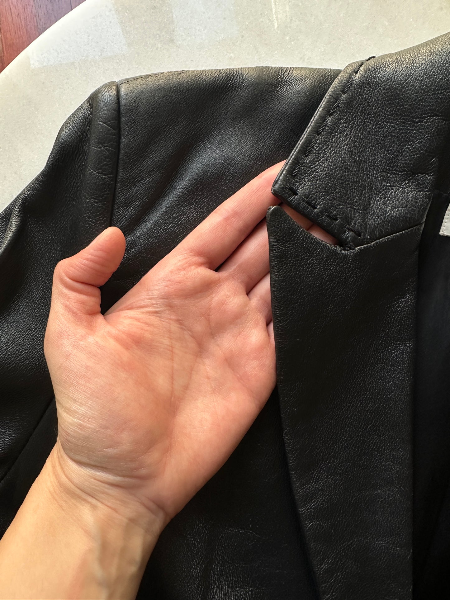 Slim fit nappa leather blazer