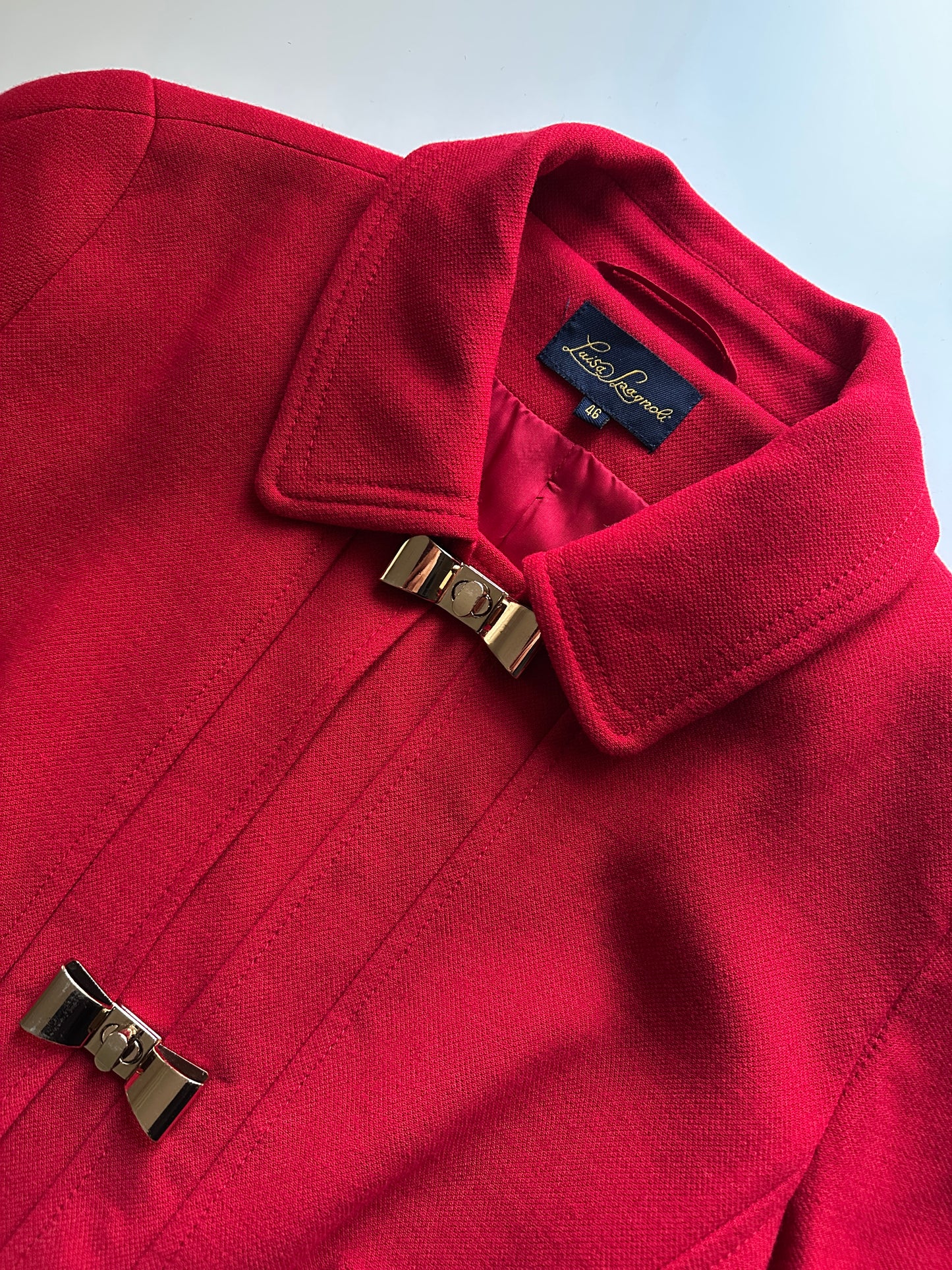 Vintage Luisa Spagnoli Red Jacket with Bow Buttons