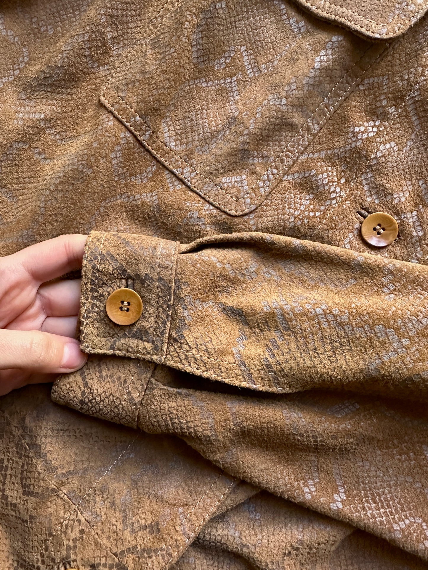 Python embossed suede shirt