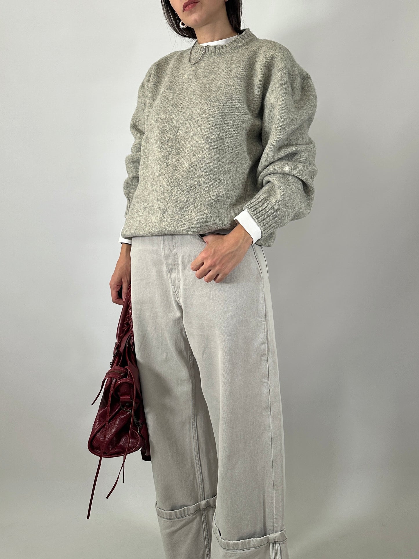 Chunky grey pure wool sweater