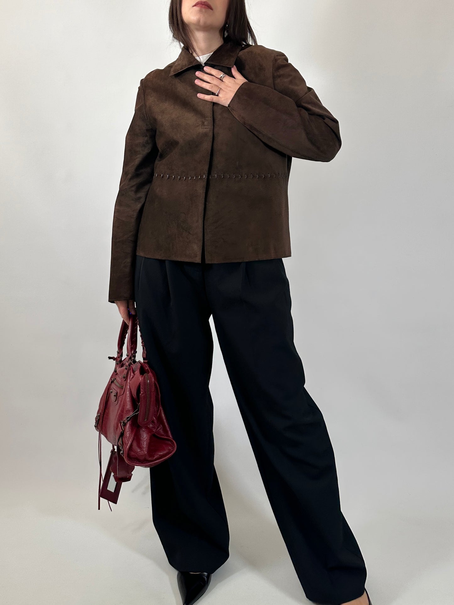 Brown Suede Boxy Fit Jacket