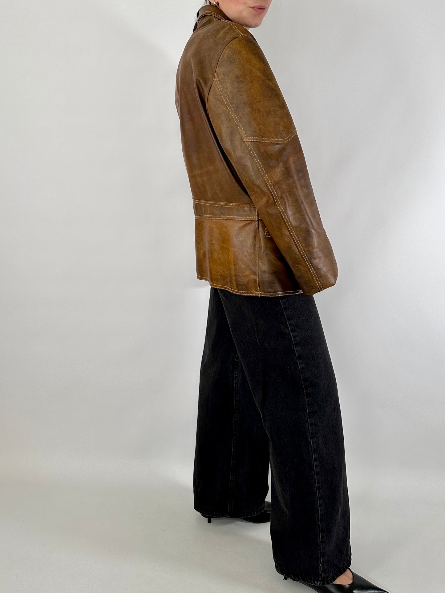 Biker jacket in real distressed leather