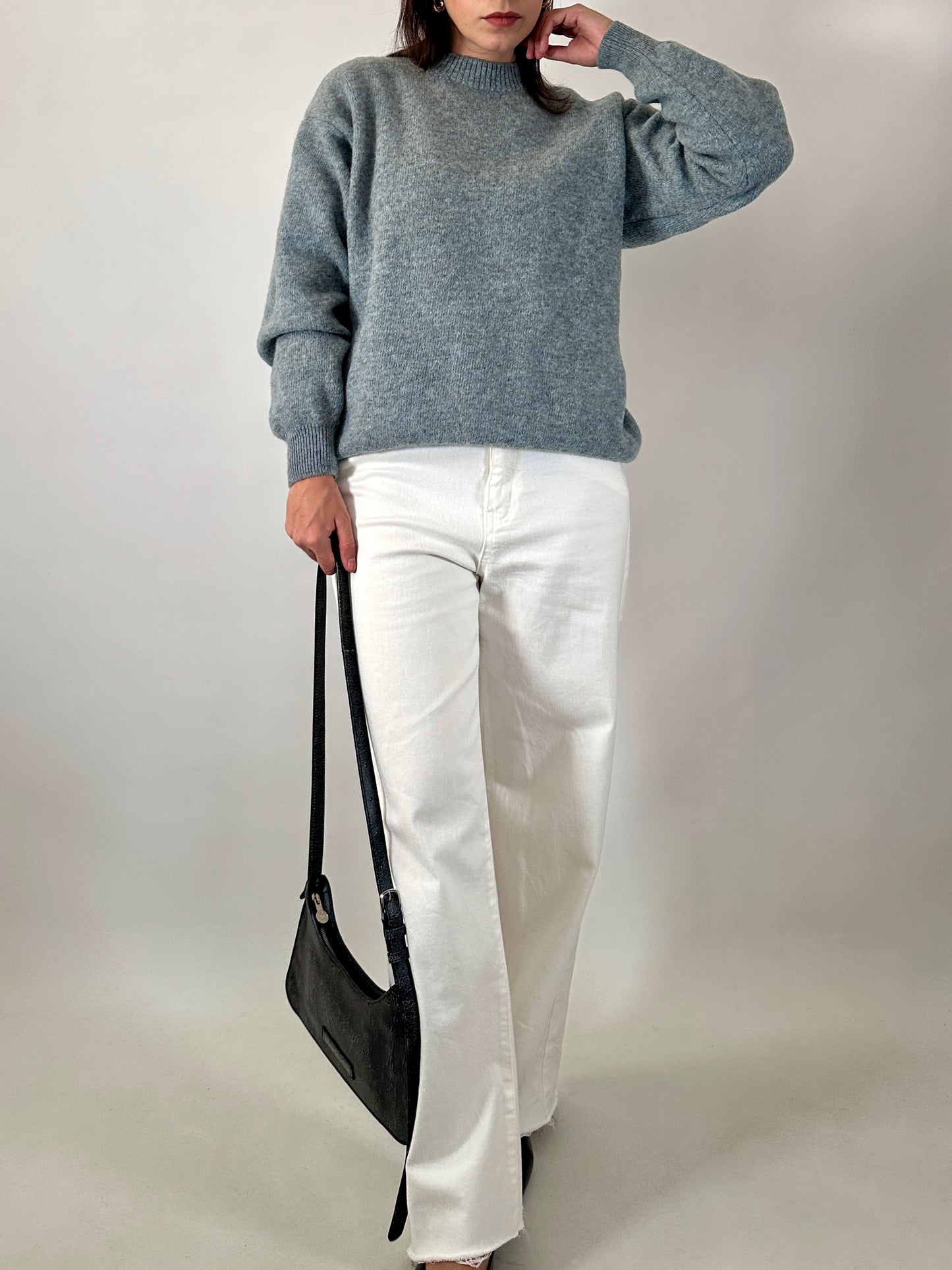 Chunky blue pure wool sweater