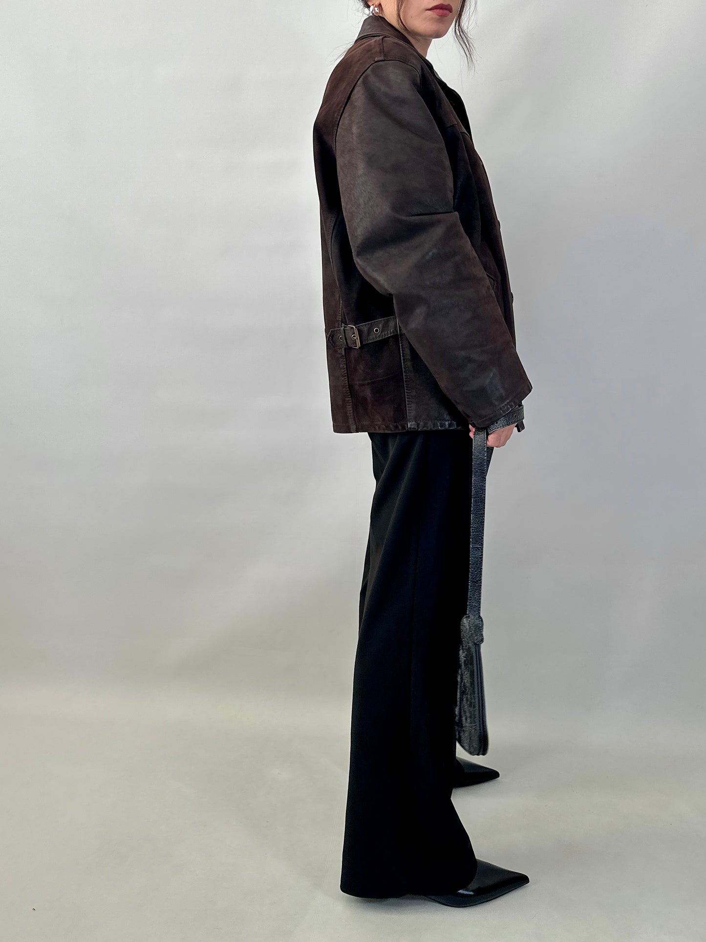 Nubuck leather car coat