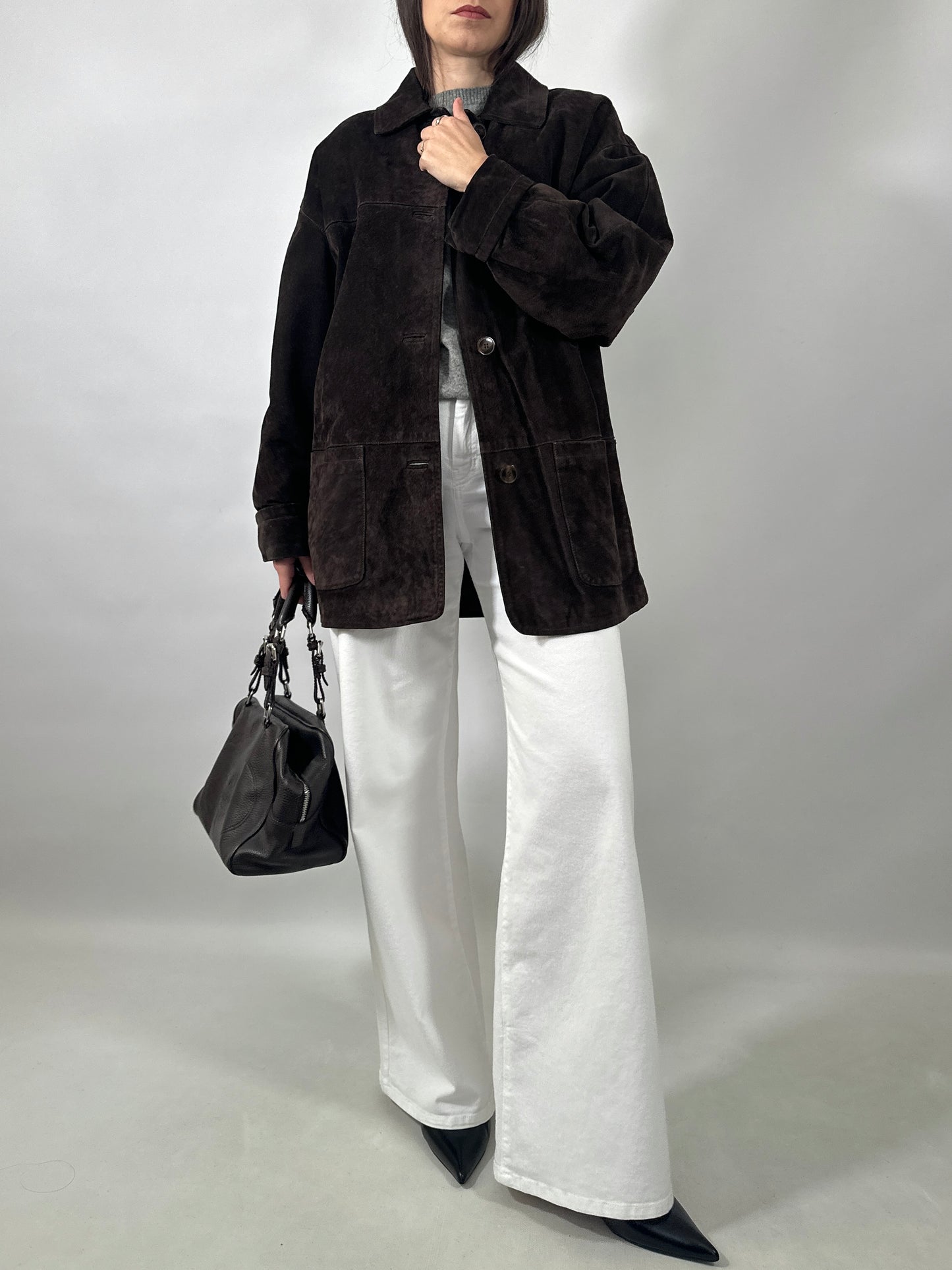 Vintage Suede Button-Up Jacket
