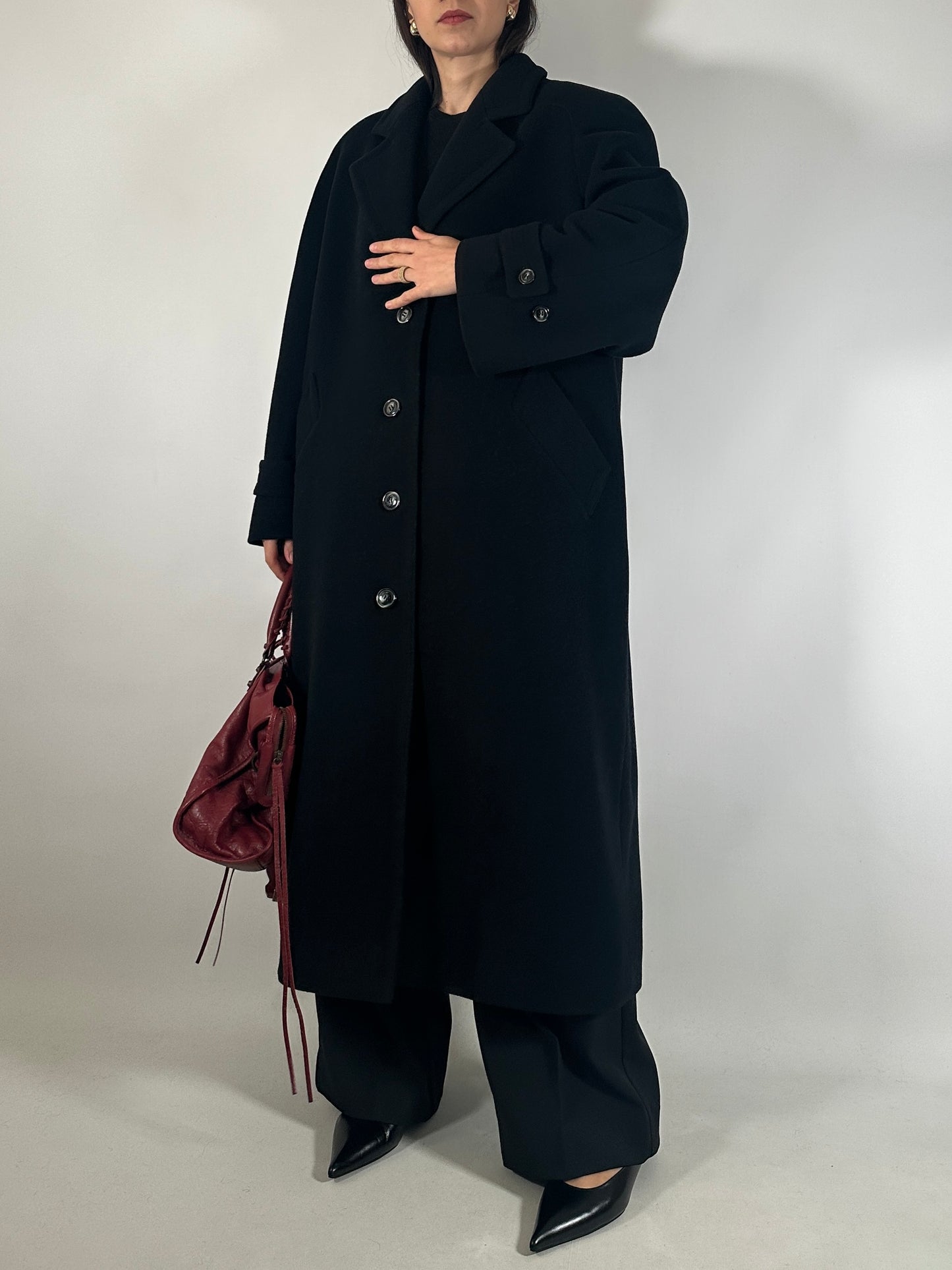 Vintage Black Wool Coat Carisma by Valentino