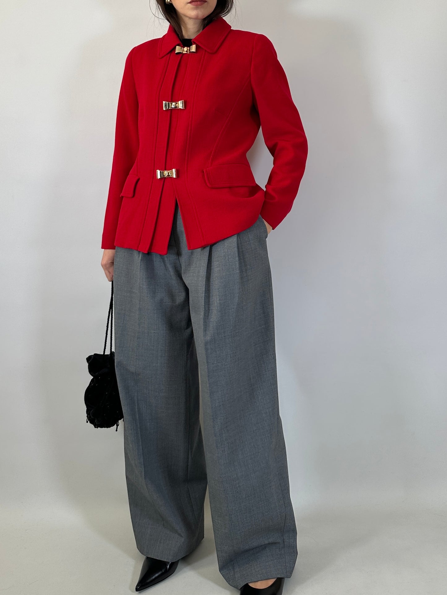 Vintage Luisa Spagnoli Red Jacket with Bow Buttons