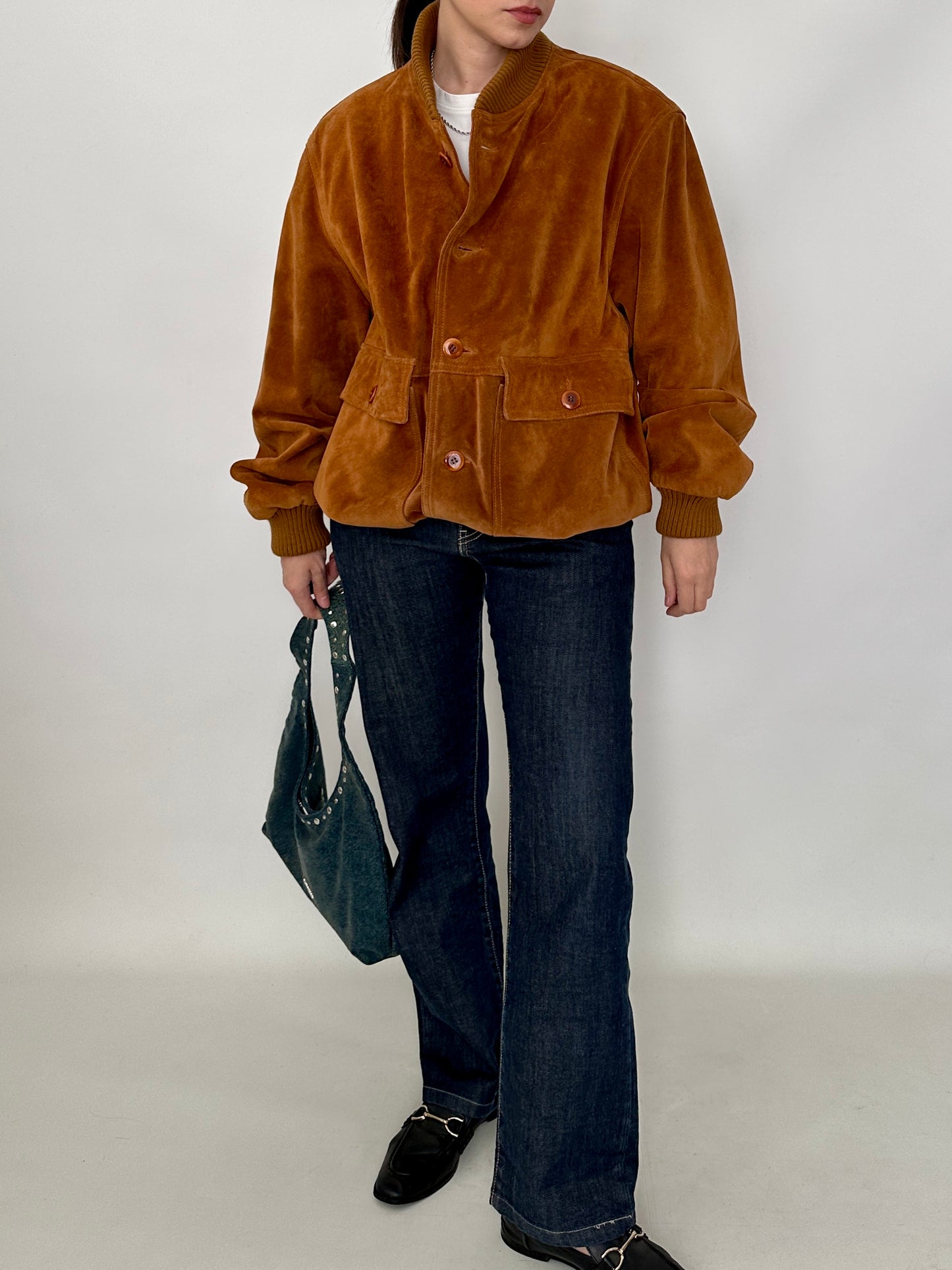 Vintage suede bomber jacket