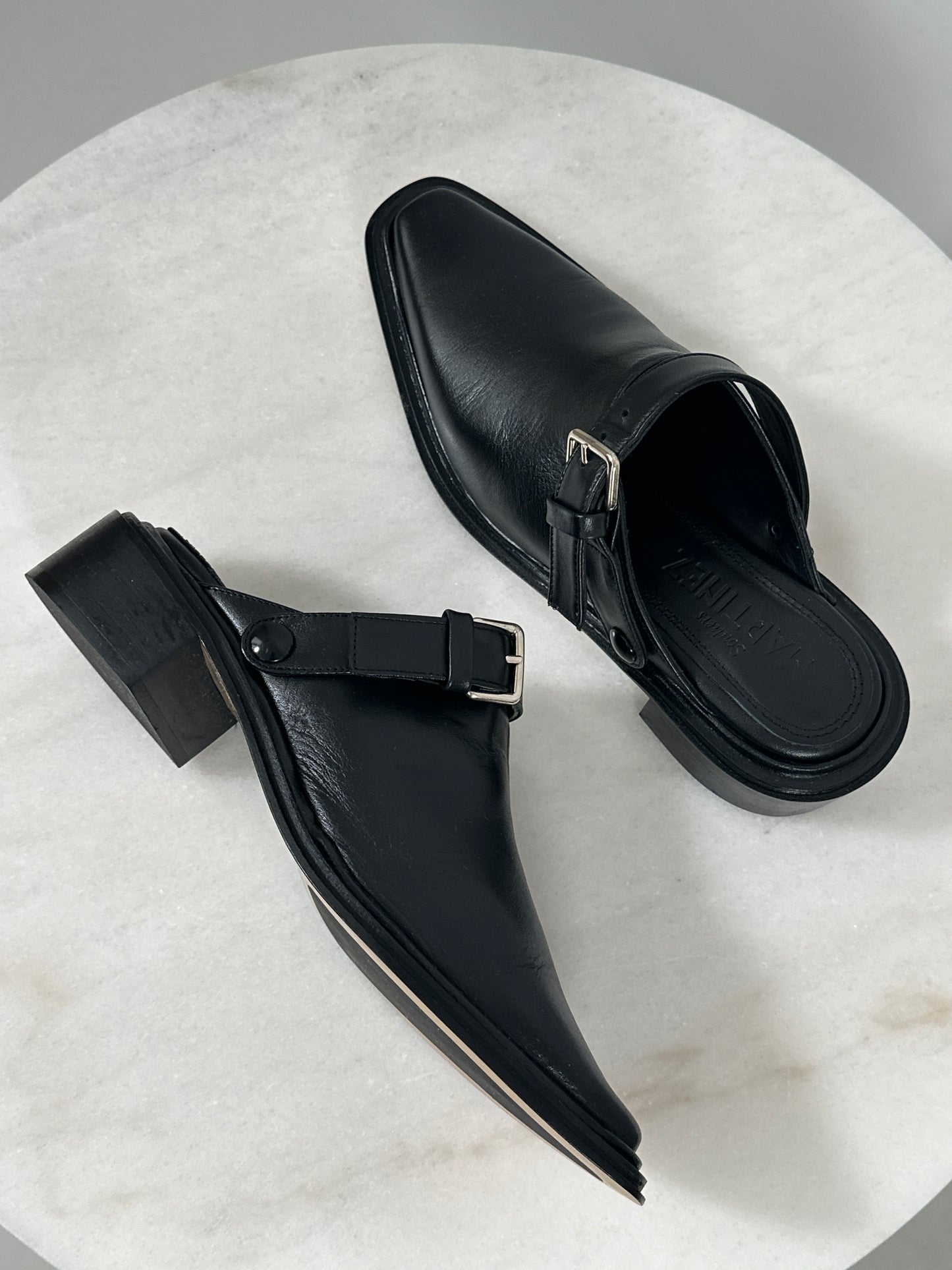 Brand New Leather Mules with Convertible Strap